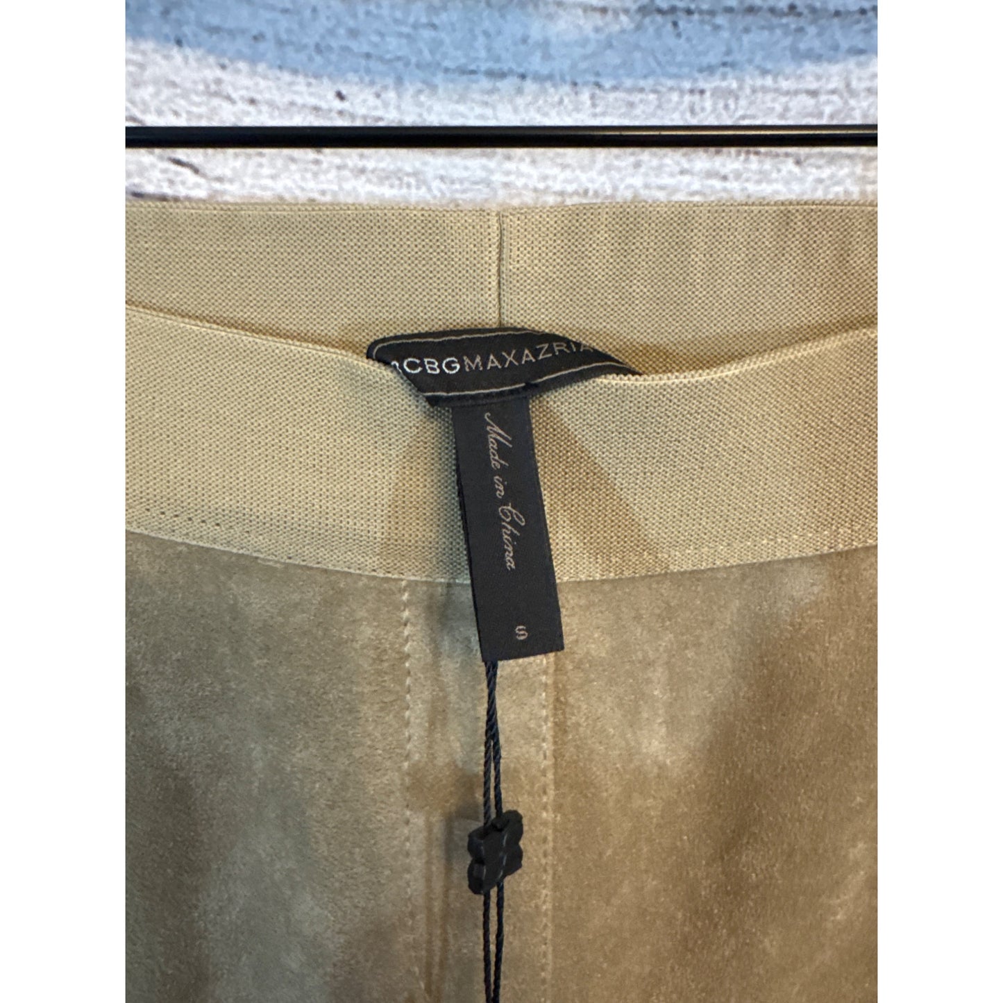 NWT BCBGMAXAZRIA Khaki Faux Suede & Twill Wilcox Pants Size S