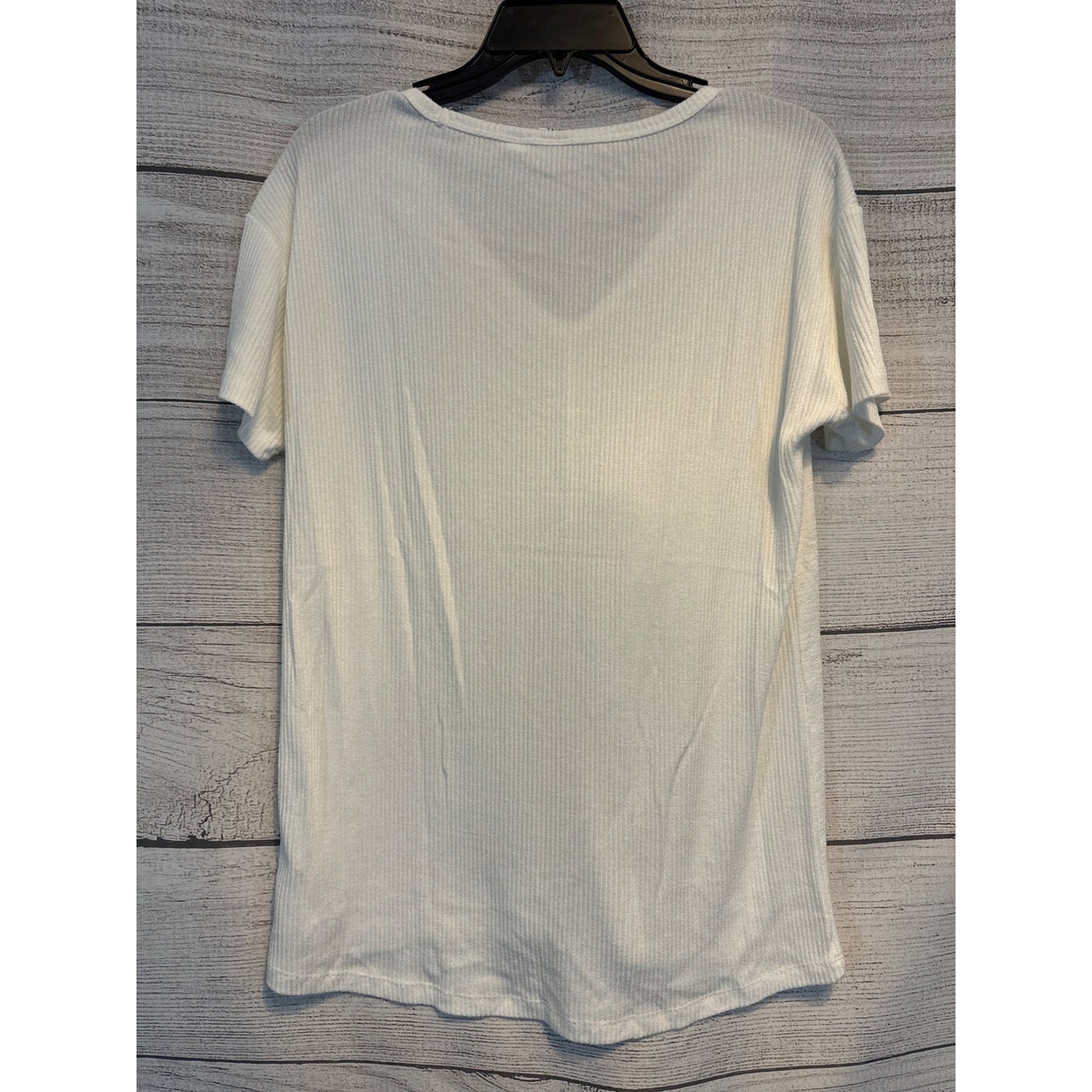 Gap White Ribbed Short Sleeve V-Neck T-Shirt XS