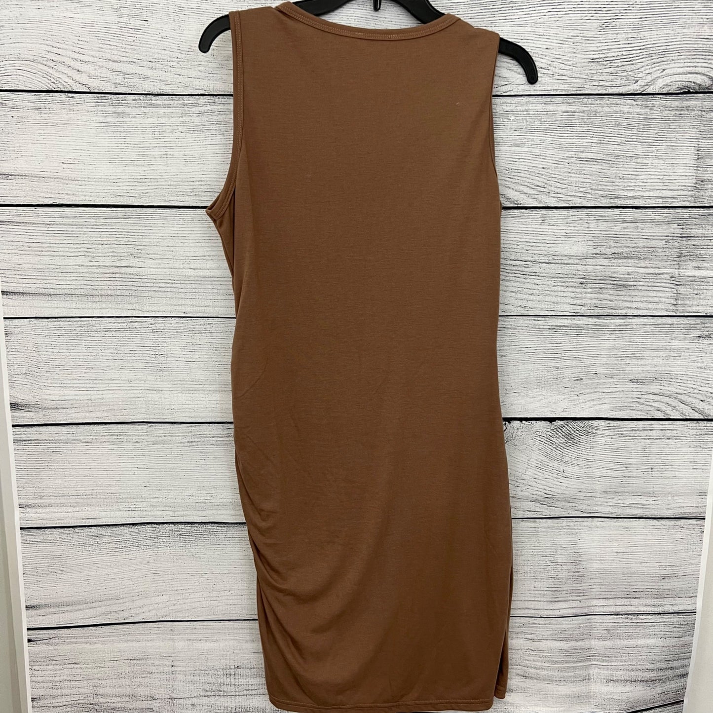 BTFBM Brown Sleeveless Bodycon Dress With Ruched Side Detail, Size L