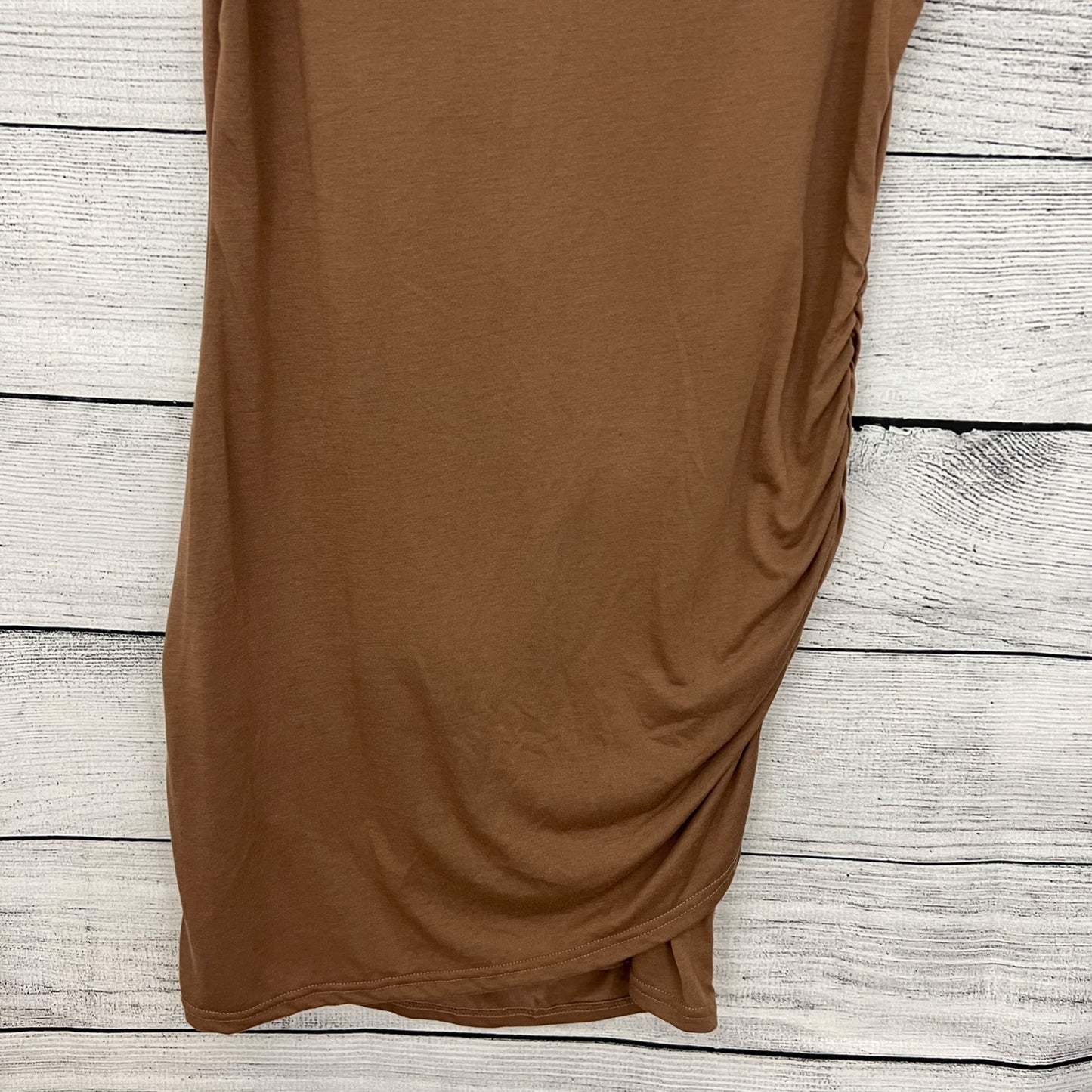 BTFBM Brown Sleeveless Bodycon Dress With Ruched Side Detail, Size L
