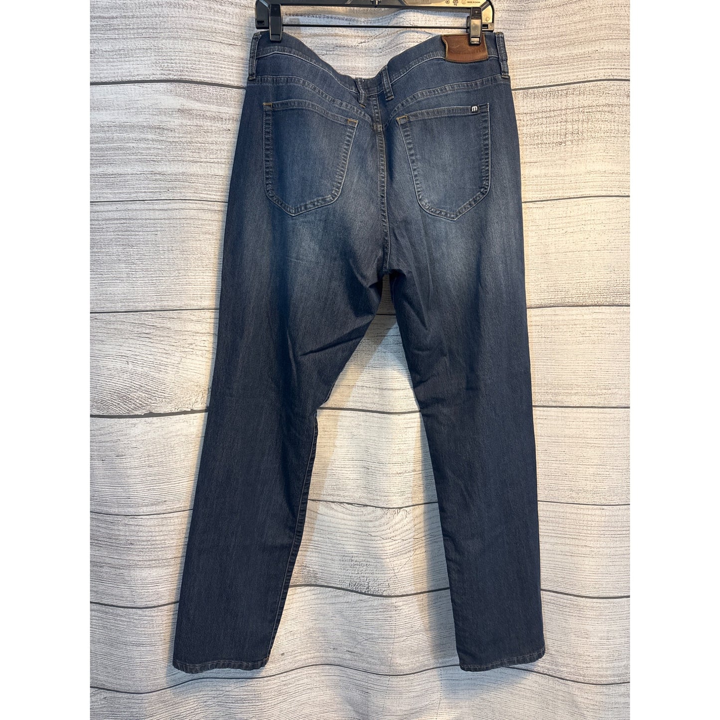 Travis Mathew Mens Straight-Leg Blue Denim Jeans Size 35