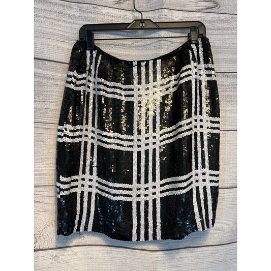 Sandy Starkman Black and White Plaid Sequin Skirt Size 14