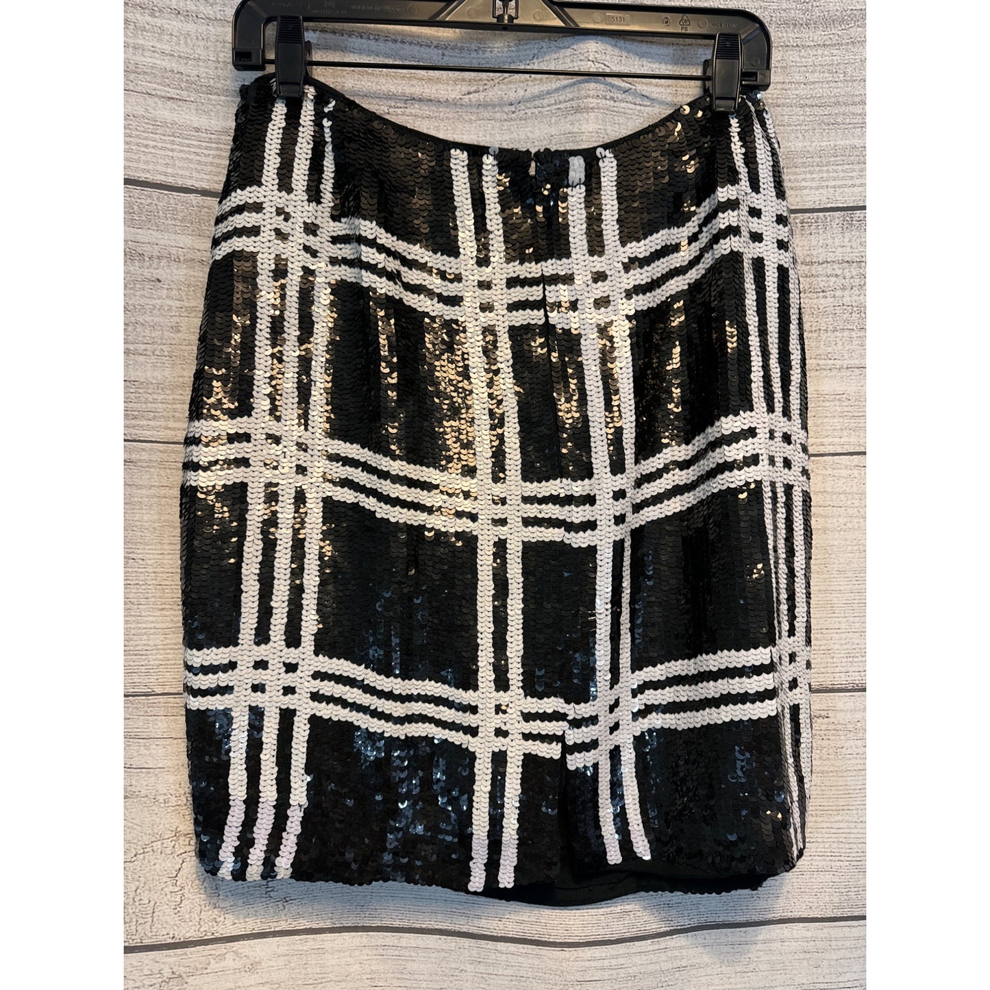 Sandy Starkman Black and White Plaid Sequin Skirt Size 14