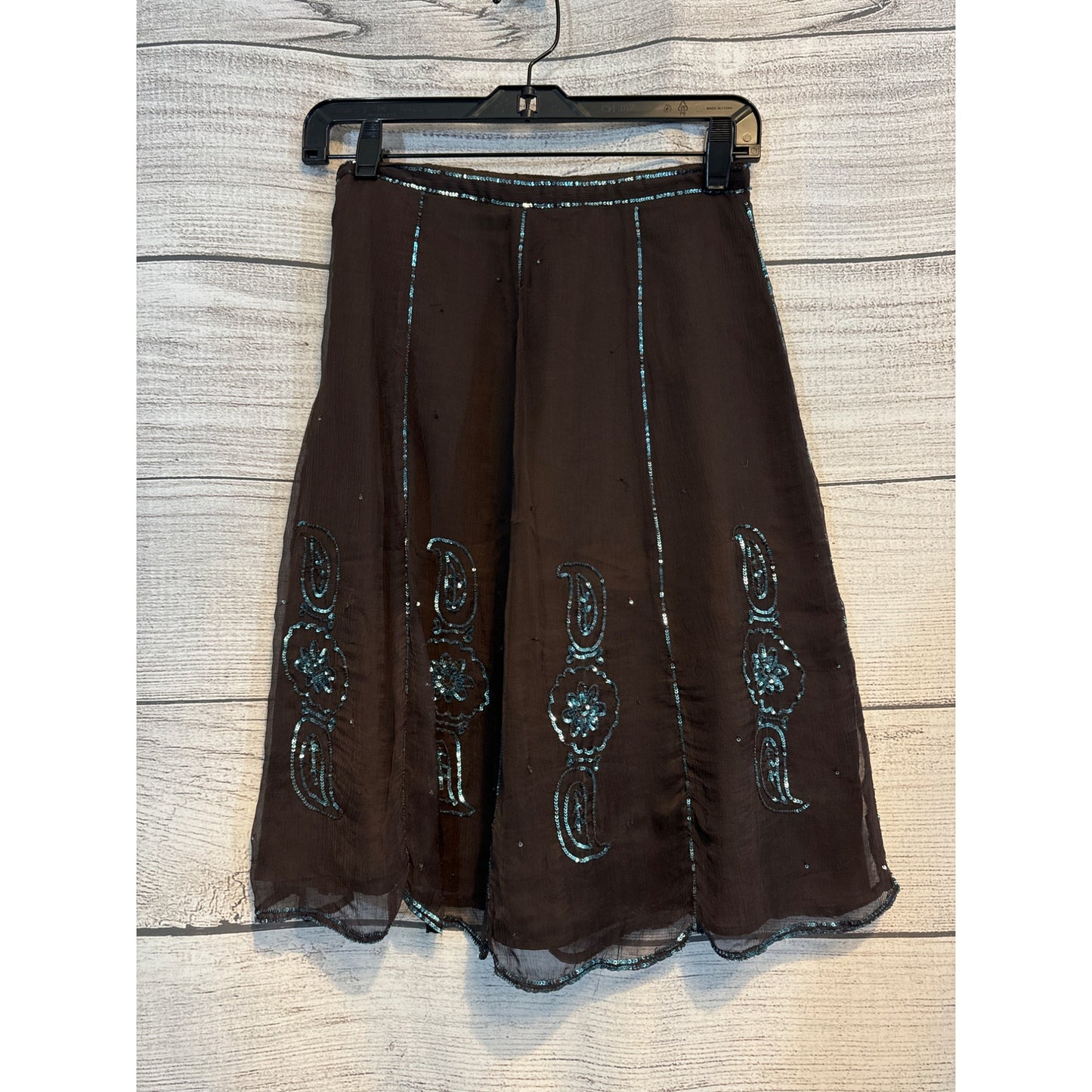 Casting Boho Chic Brown Skirt With Sequin Floral Size