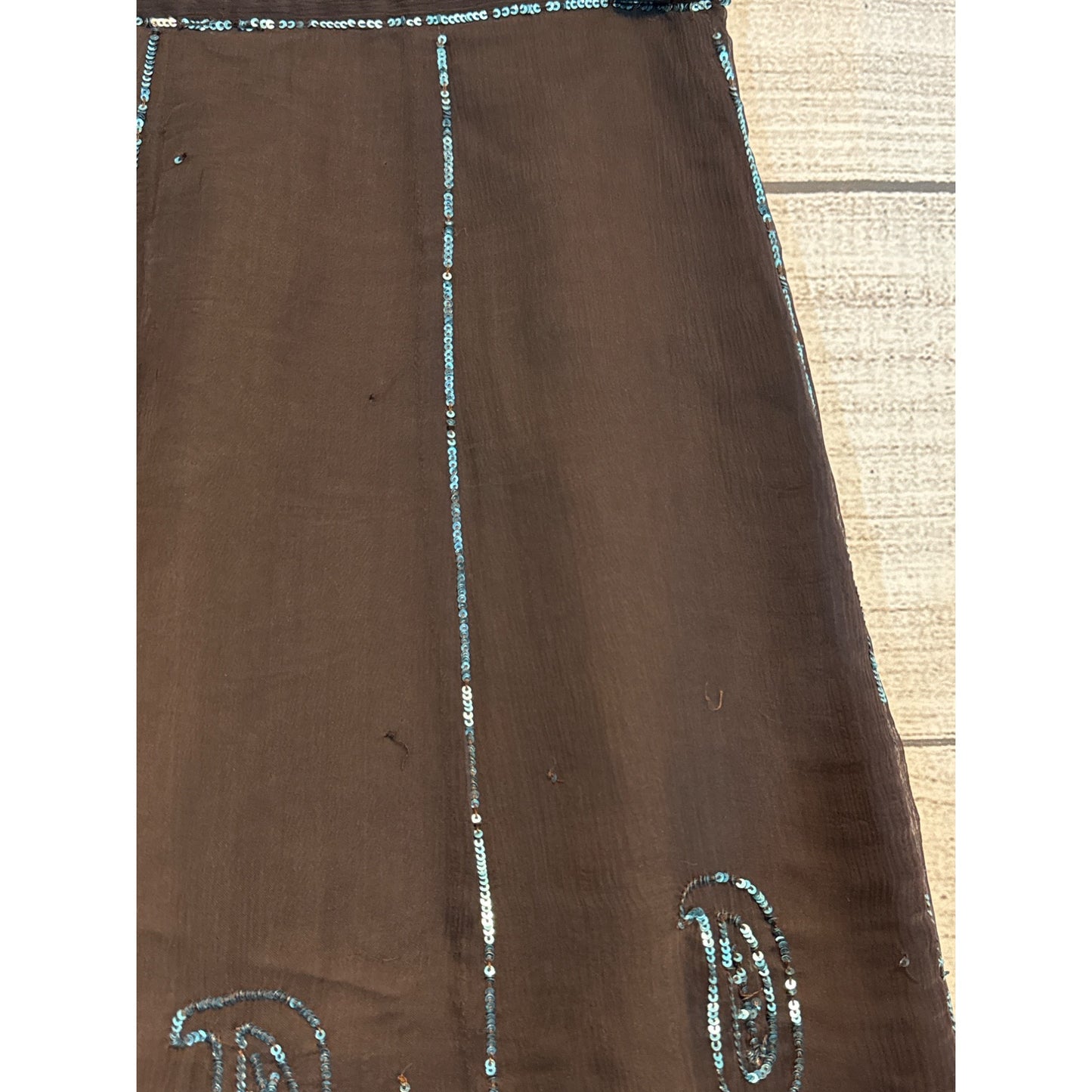 Casting Boho Chic Brown Skirt With Sequin Floral Size