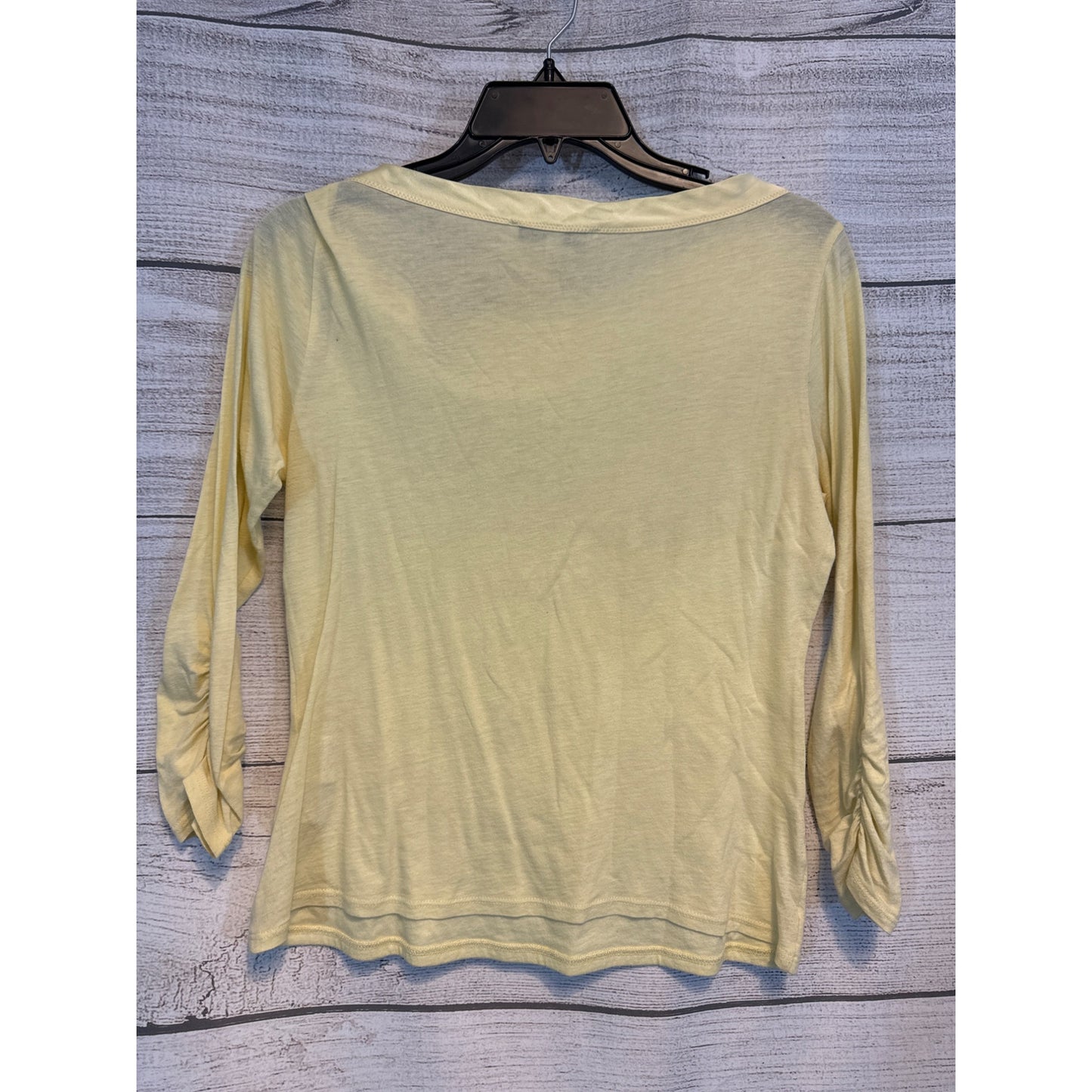 Laundry By Shelli Segal Yellow 3/4 Sleeve Top With Bow Tie Neck Size S