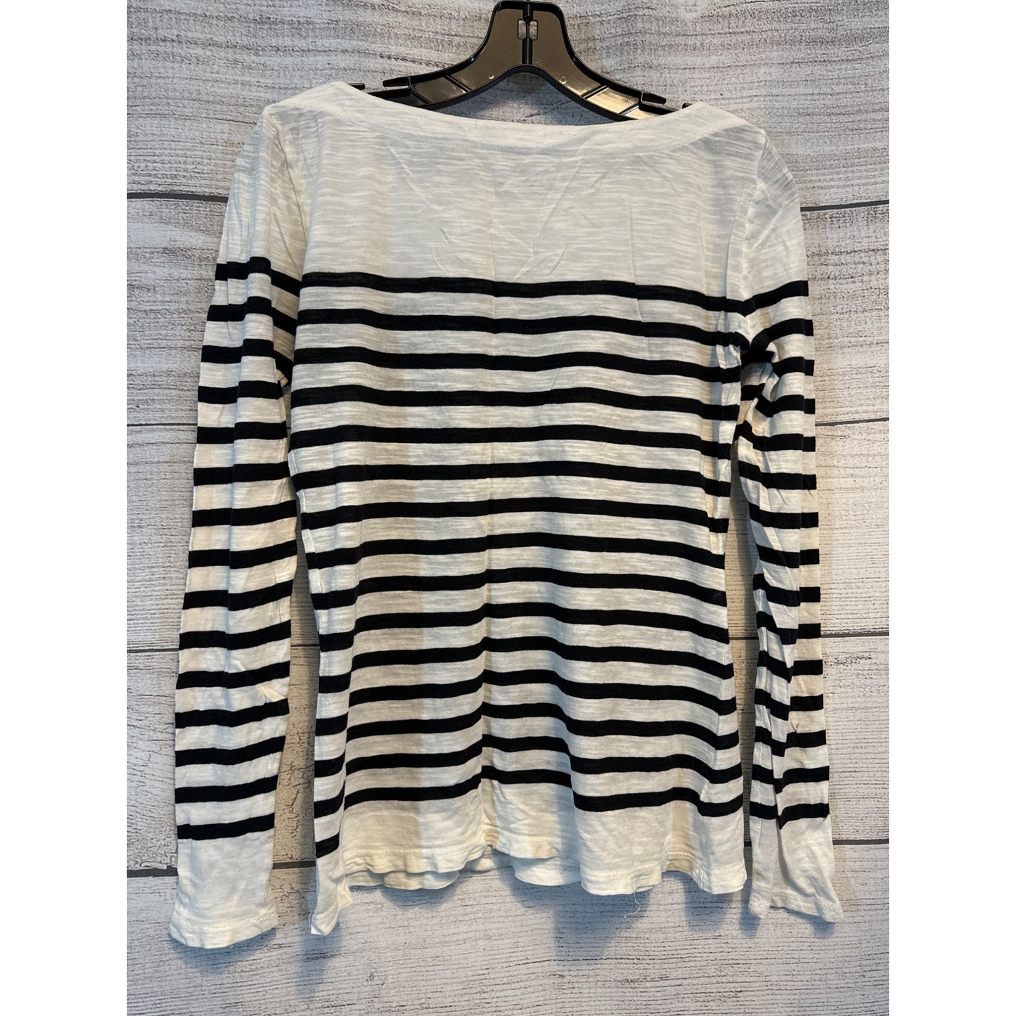 Loft Navy and White Striped Long Sleeve Shirt