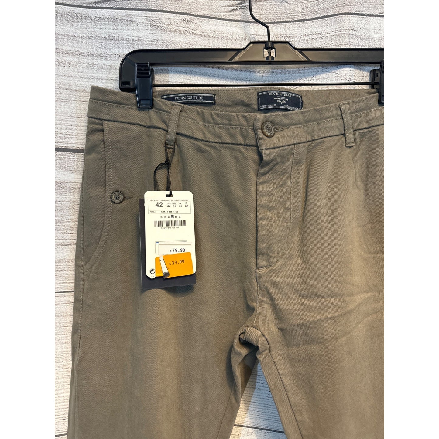 NWT Zara Denim Couture Grey/Green Jeans 42 US 32