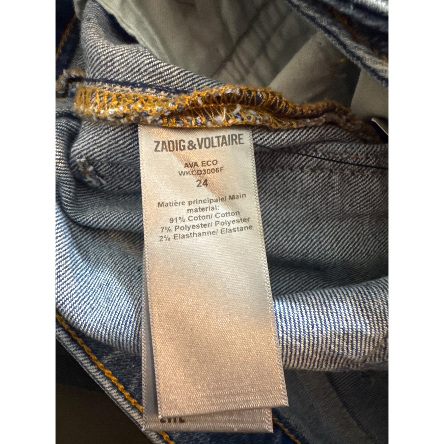 Zadig & Voltaire Ava Eco Denim Jeans Straight Leg Size 24