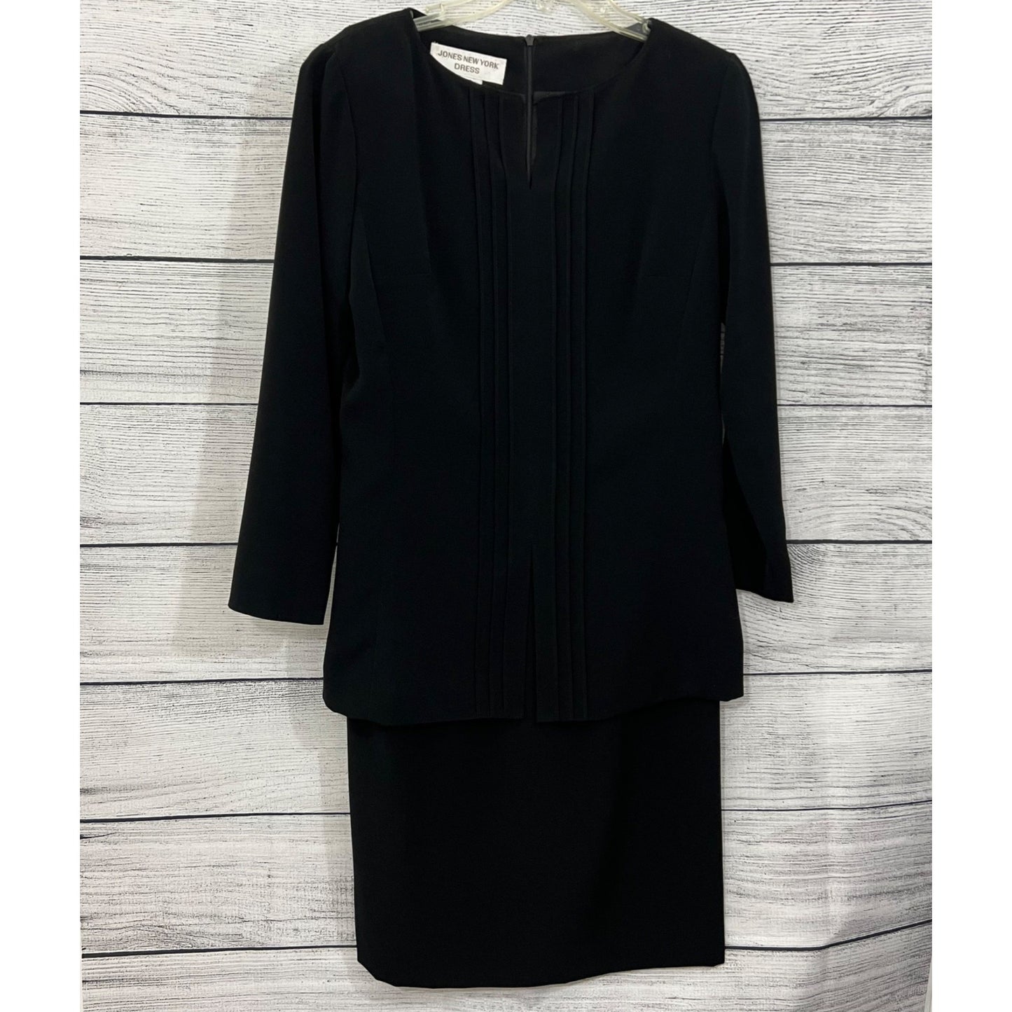 Jones New York Black Layered Pin-tuck Dress, Size 4
