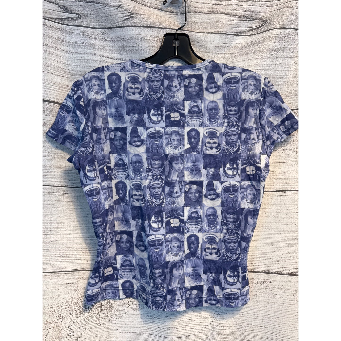 Robin Piccone Artistic Mosaic Faces Print Nylon Tee Size M