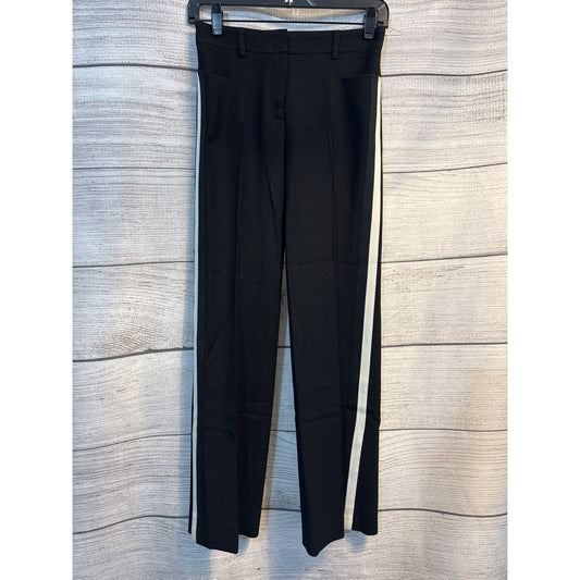 Akris Punto Mikka' Black Side-Stripe Wool Wide-Leg Trousers Size 2