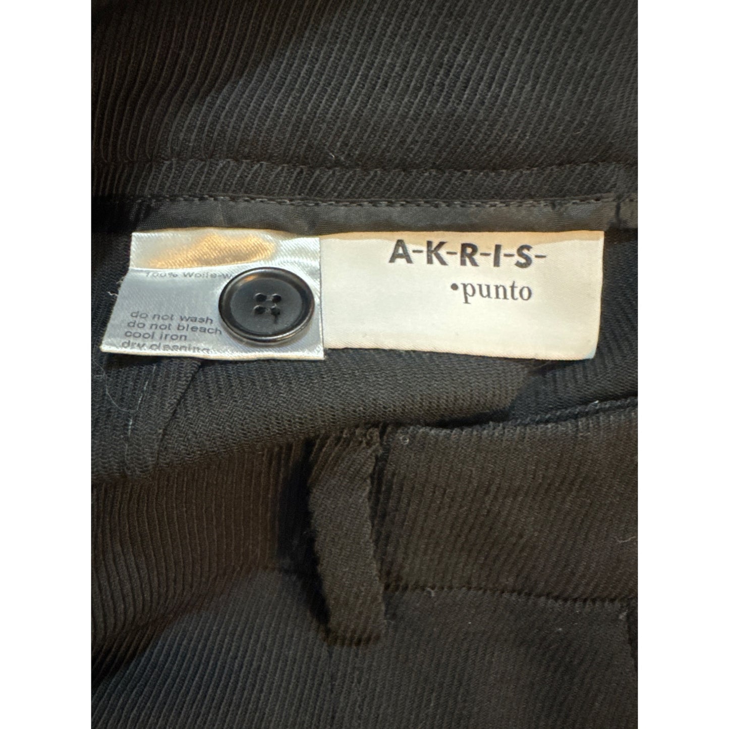 Akris Punto Mikka' Black Side-Stripe Wool Wide-Leg Trousers Size 2