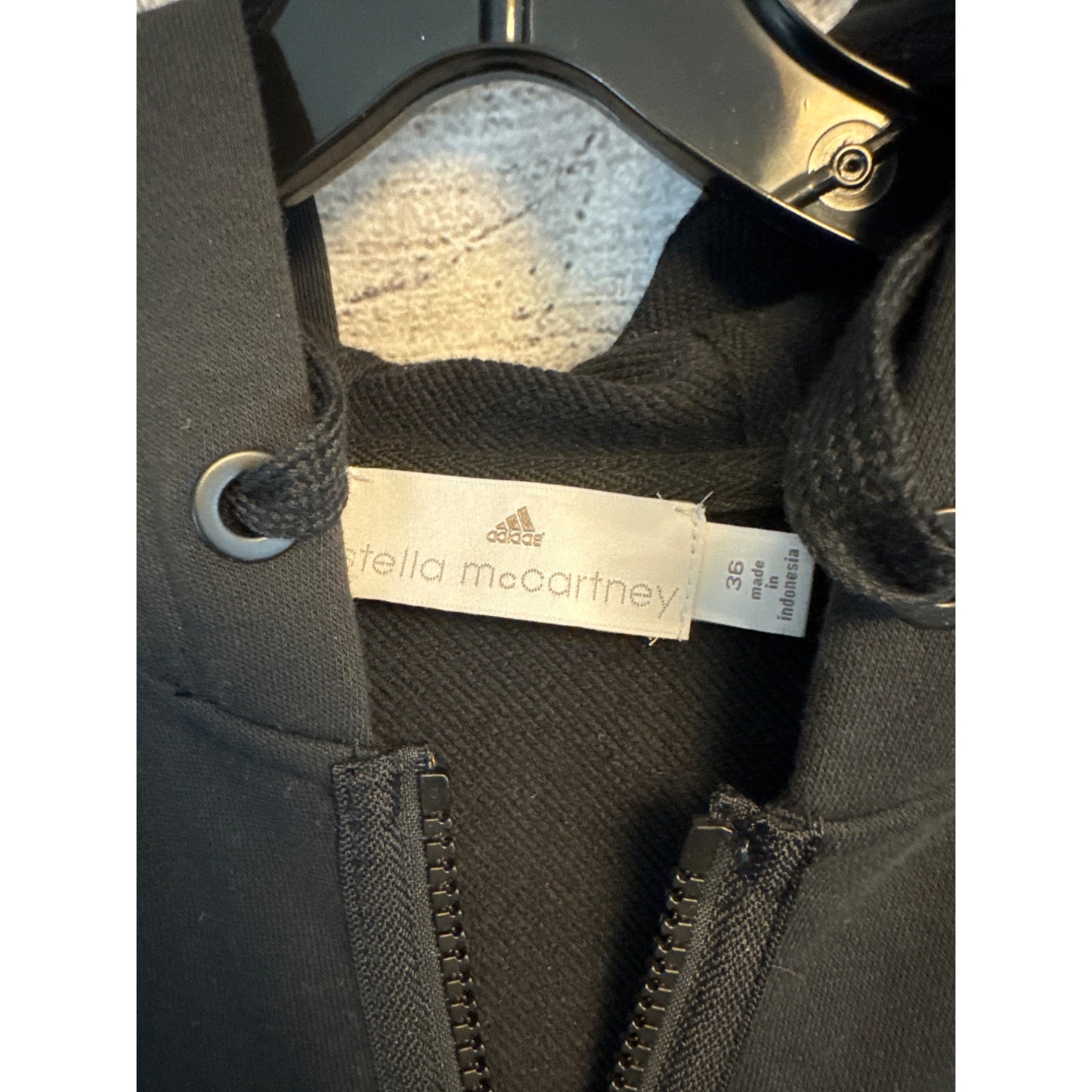 Adidas Stella McCartney Black Puff Sleeve Hoodie Full Zip Size 36