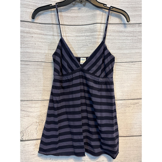 Aqua Striped Spaghetti Strap Tank Top Small