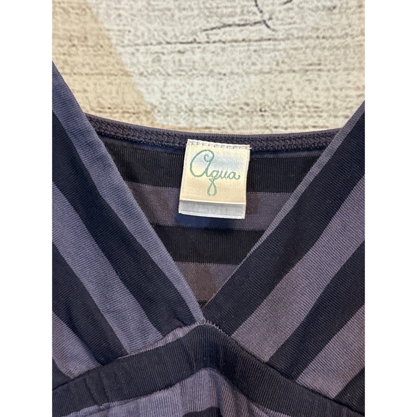 Aqua Striped Spaghetti Strap Tank Top Small