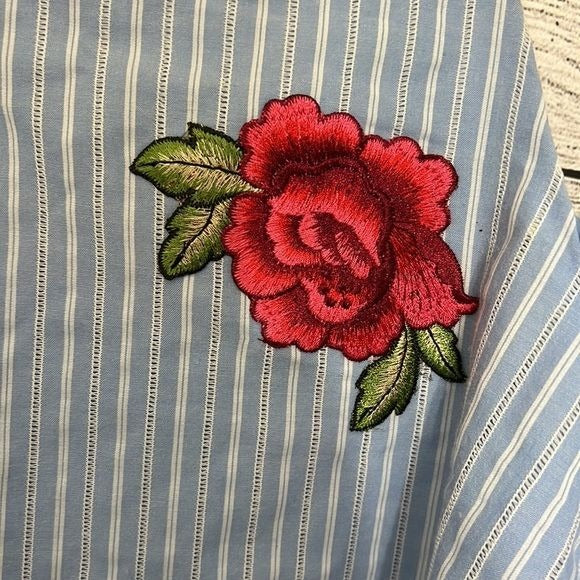 Blue Rain Flower sexy shoulder top