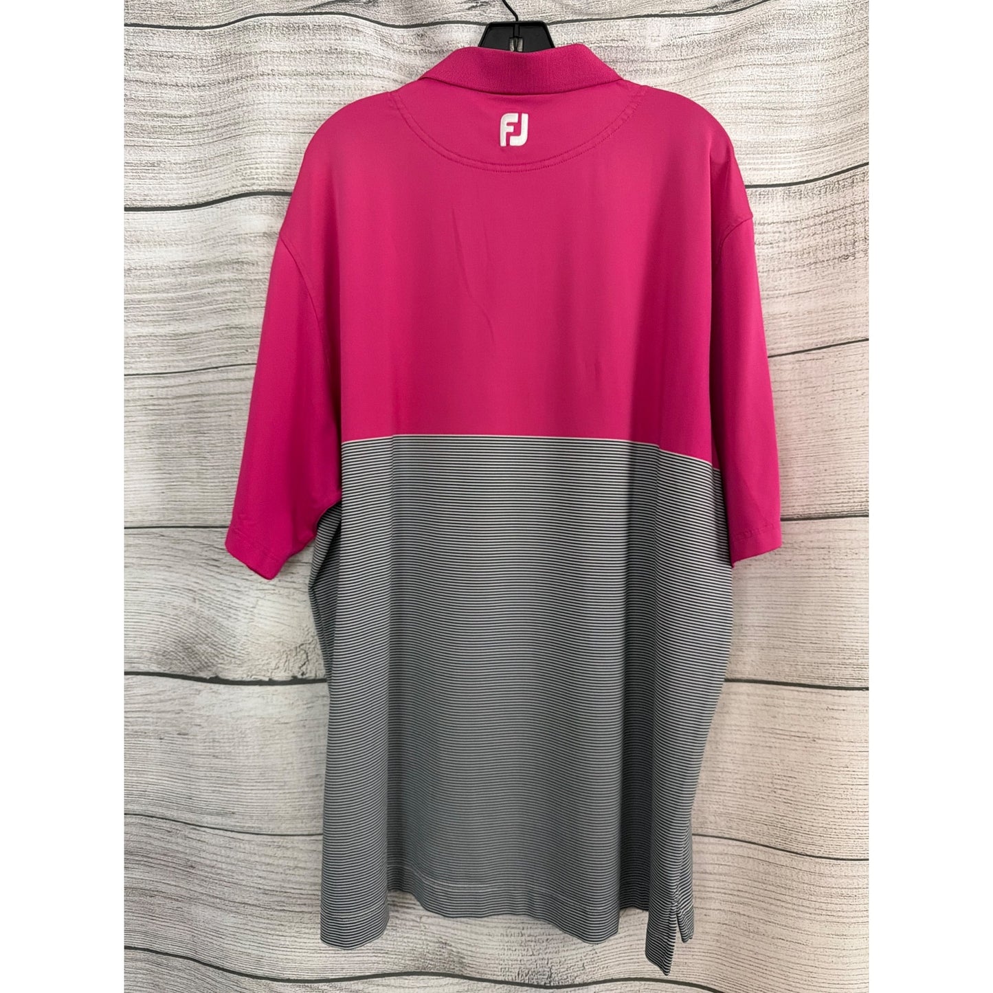 Mens FootJoy Pink & Gray Striped Polo Golf Shirt Size XXL