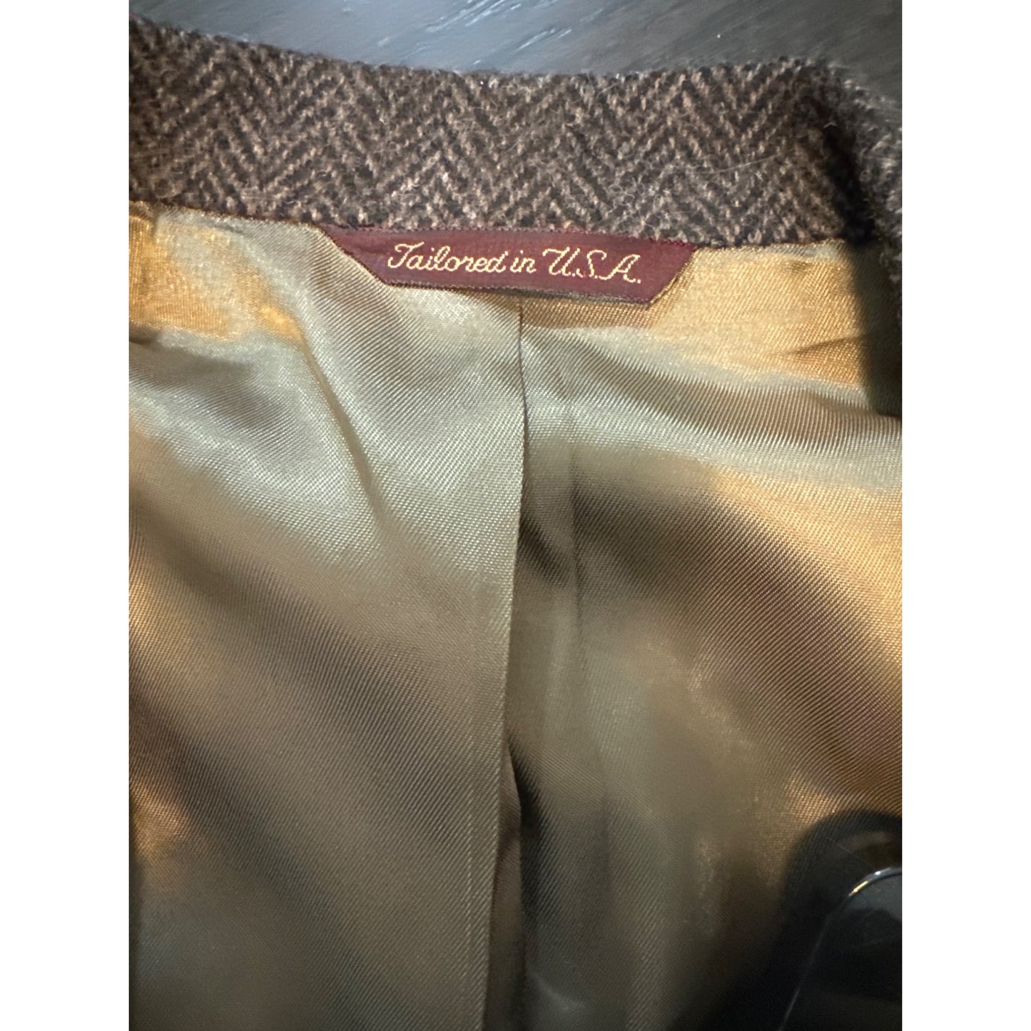 Glenwick Mens Herringbone Wool Blazer Jacket Tailored In USA