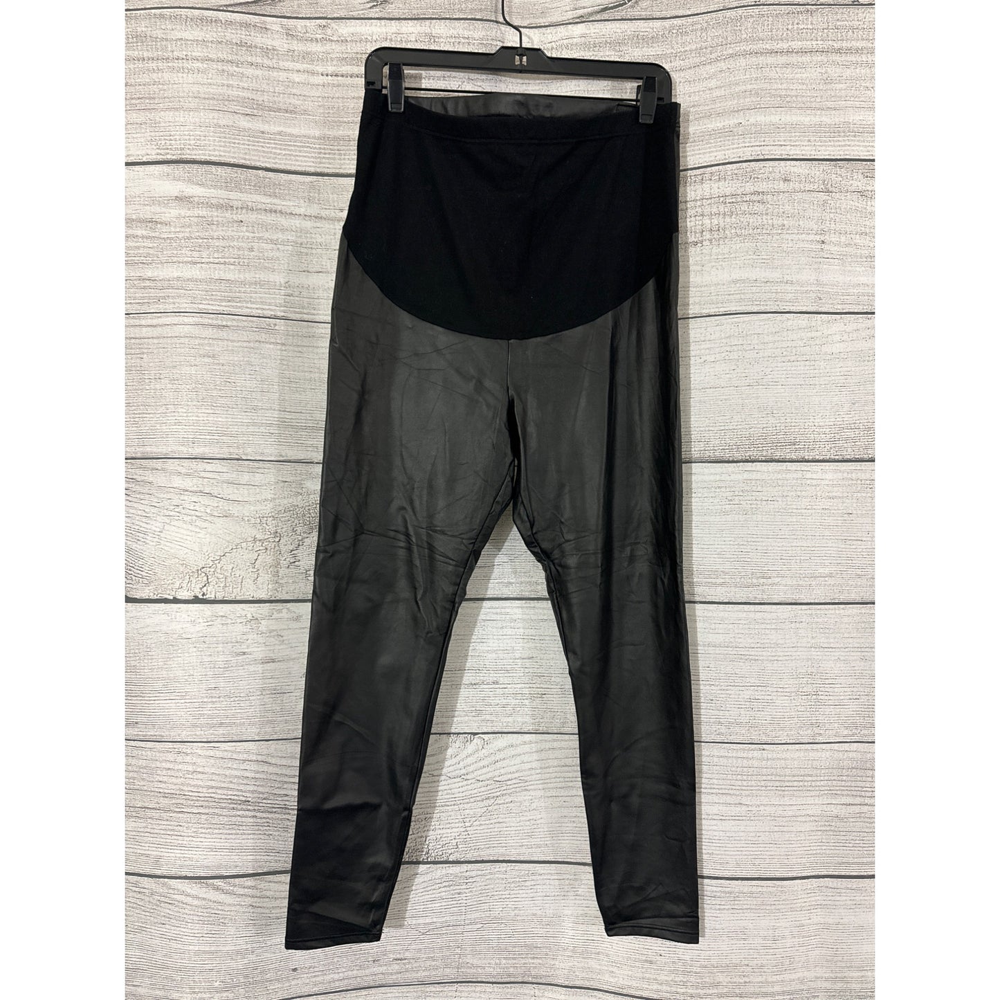 NWOT Maternity Pleather adjustable leggings