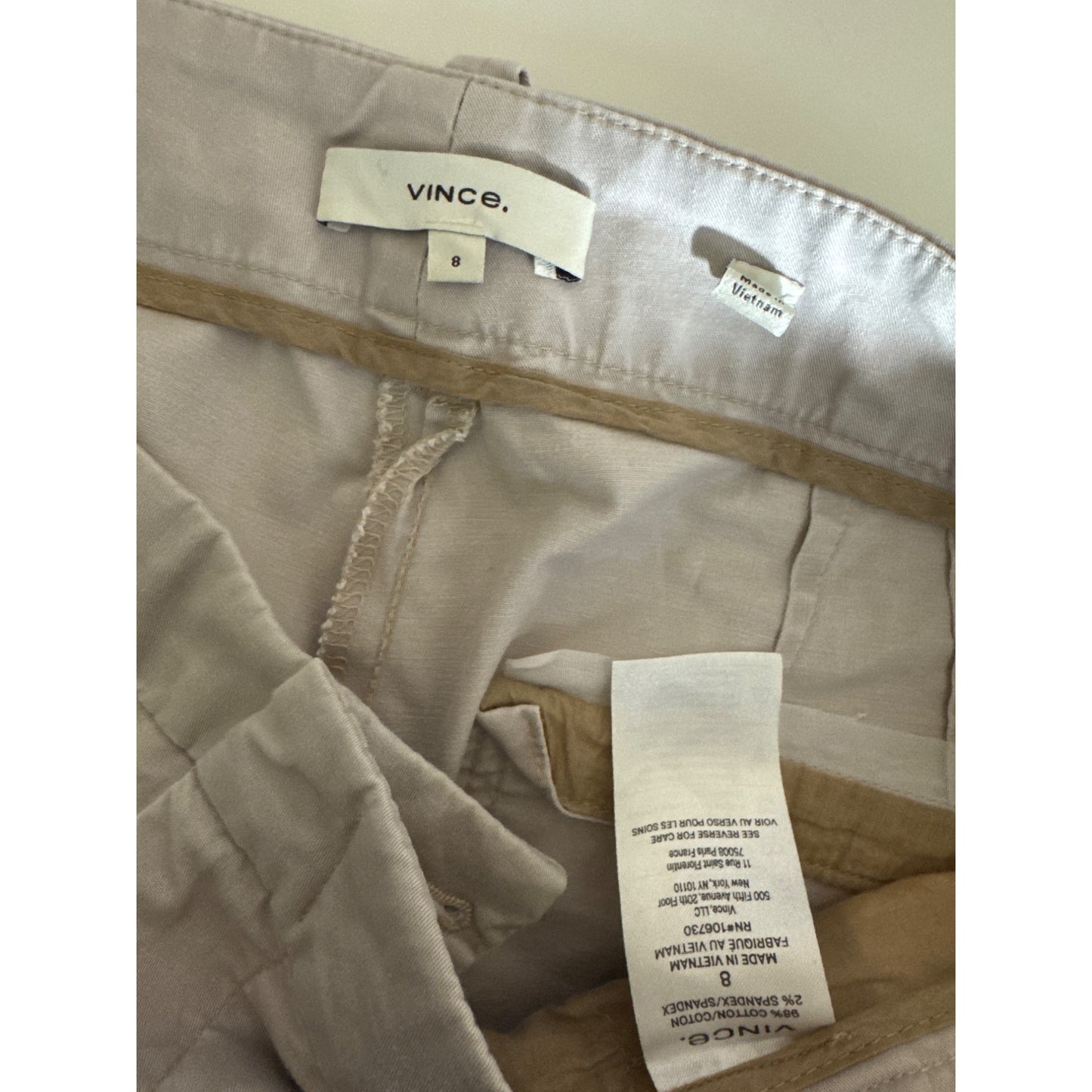 Vince Beige Cotton Blend Pants Size 8