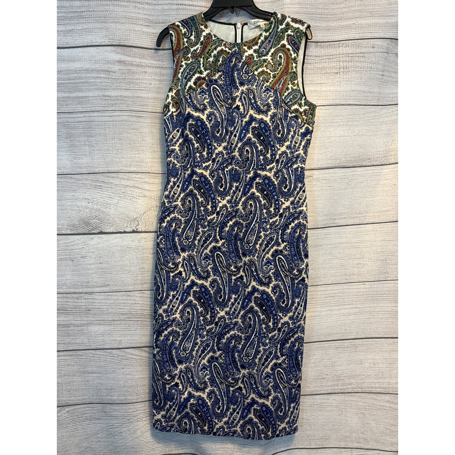 Diane Furstenberg Paisley Sleeveless Sheath Dress Size 12
