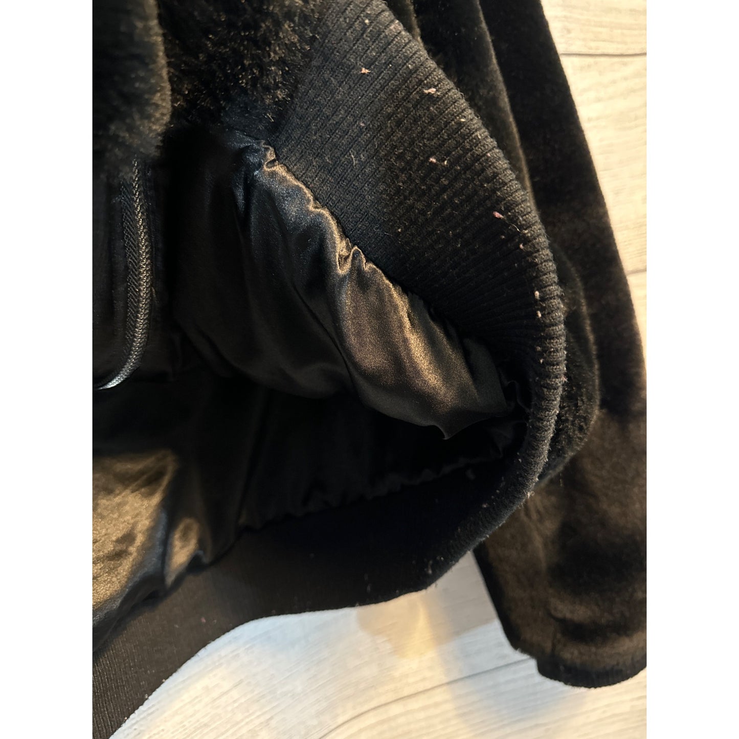 Generation Love Black Faux Fur Jacket With Zipper Closure & Ribbed Hem