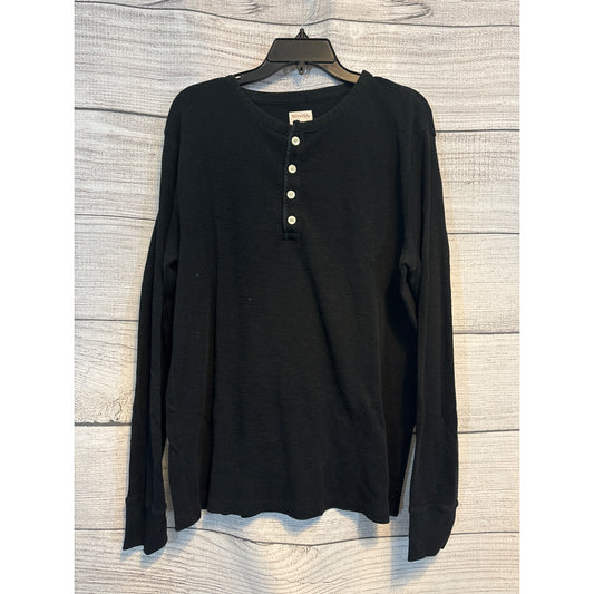 Merona Long Sleeve Waffle Black Henley Shirt Size L