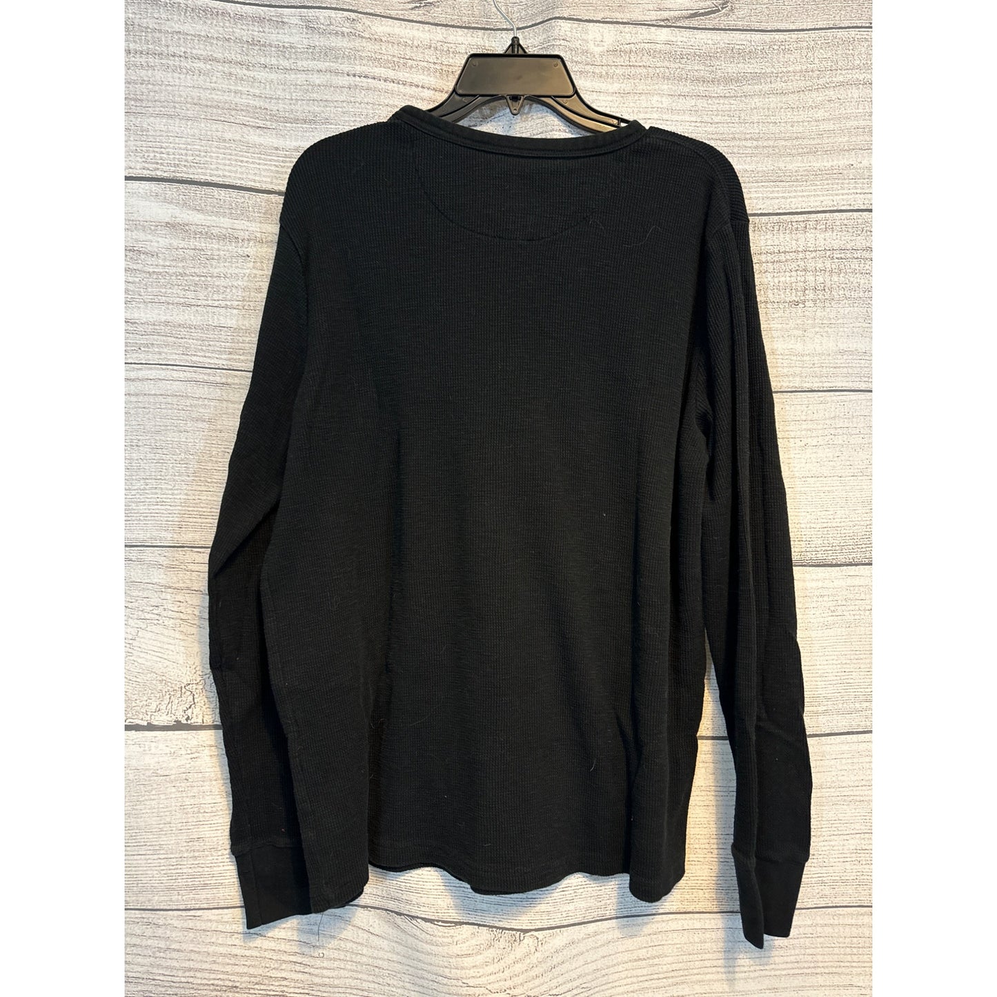 Merona Long Sleeve Waffle Black Henley Shirt Size L