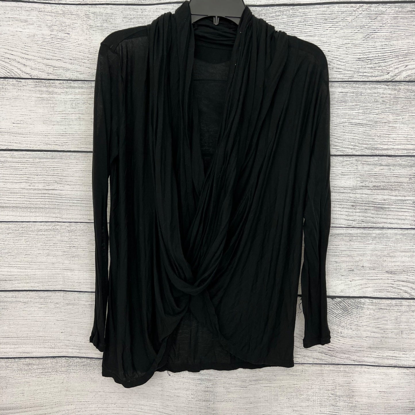 Alice+Olivia Black Drape Cardigan With Buttoned Hood OS