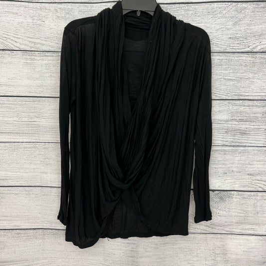 Alice+Olivia Black Drape Cardigan With Buttoned Hood OS