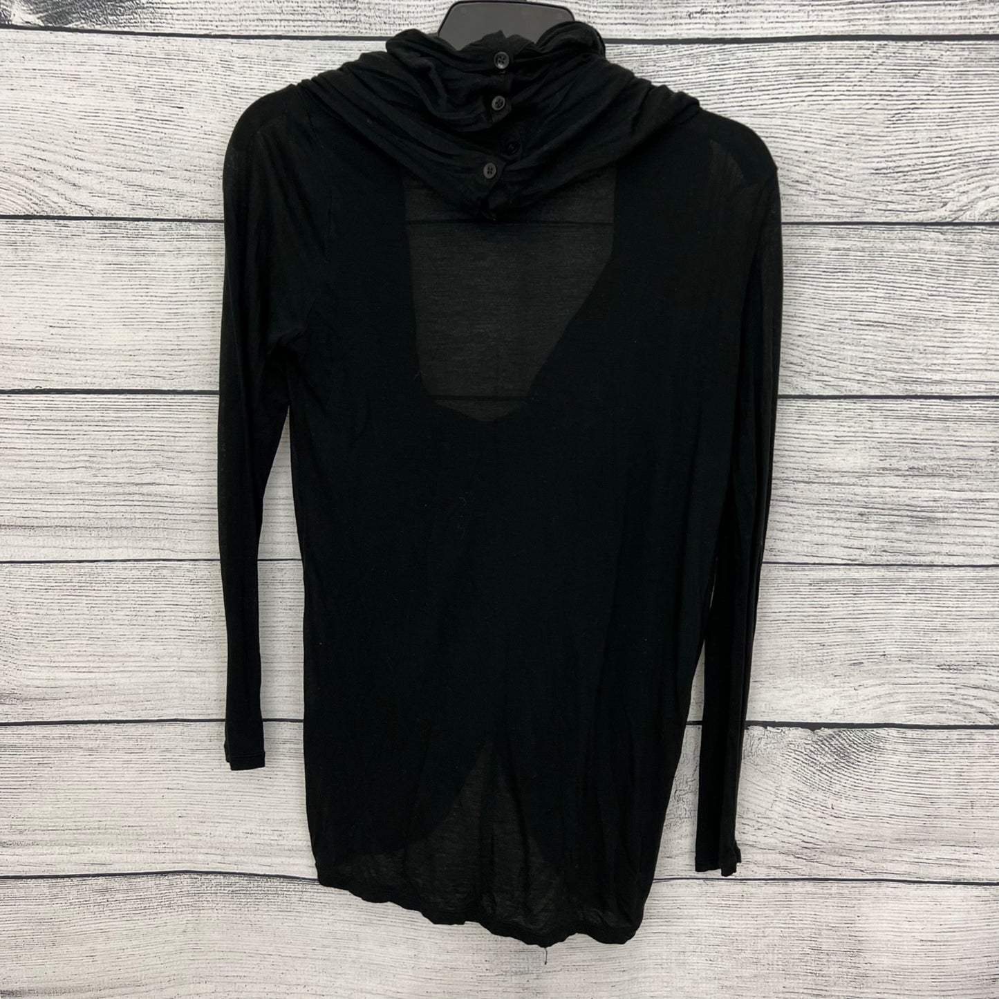 Alice+Olivia Black Drape Cardigan With Buttoned Hood OS