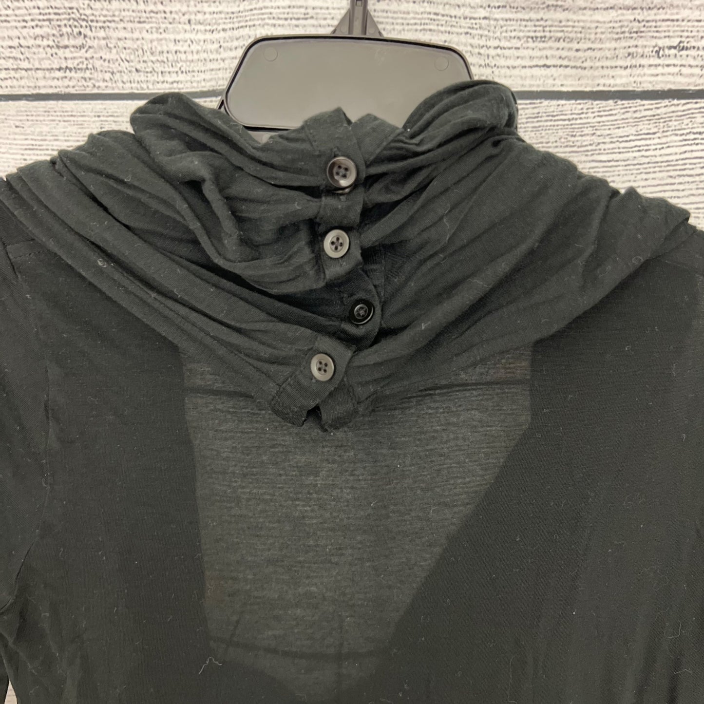 Alice+Olivia Black Drape Cardigan With Buttoned Hood OS