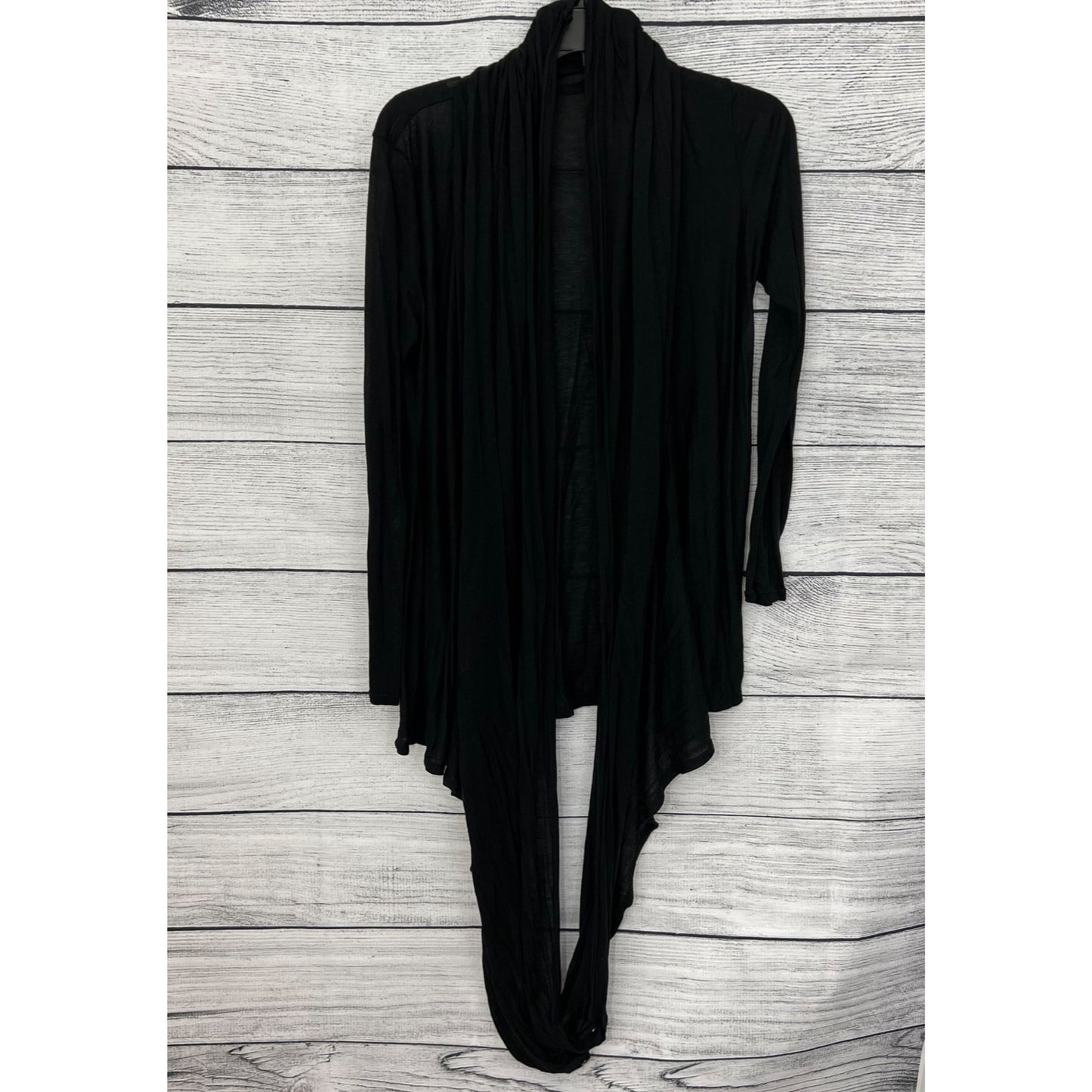 Alice+Olivia Black Drape Cardigan With Buttoned Hood OS