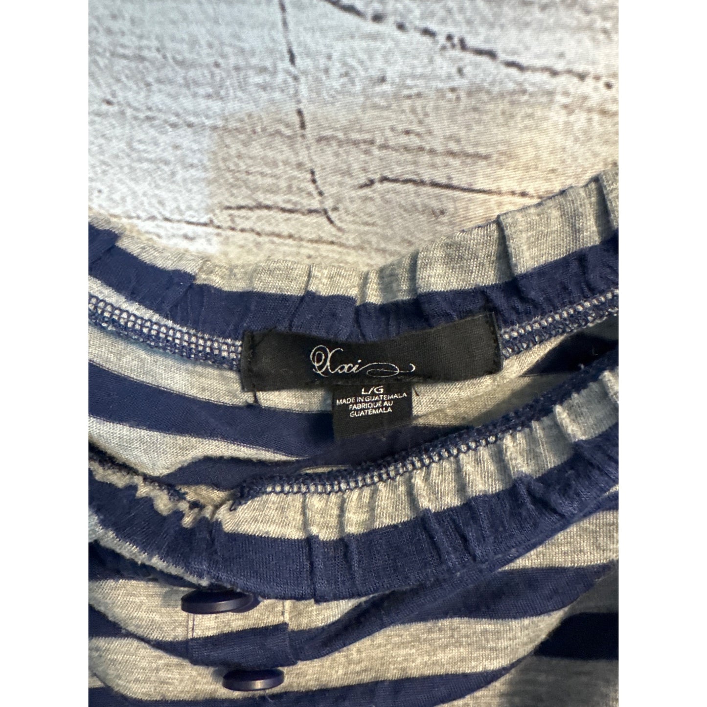 Forever 21 Striped Blue & Gray Romper With Pockets & Button Details Size L