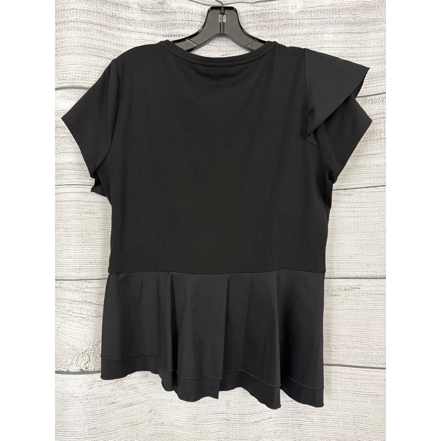NWT White House Black Market Black Peplum Top With Ruffle Details Size M