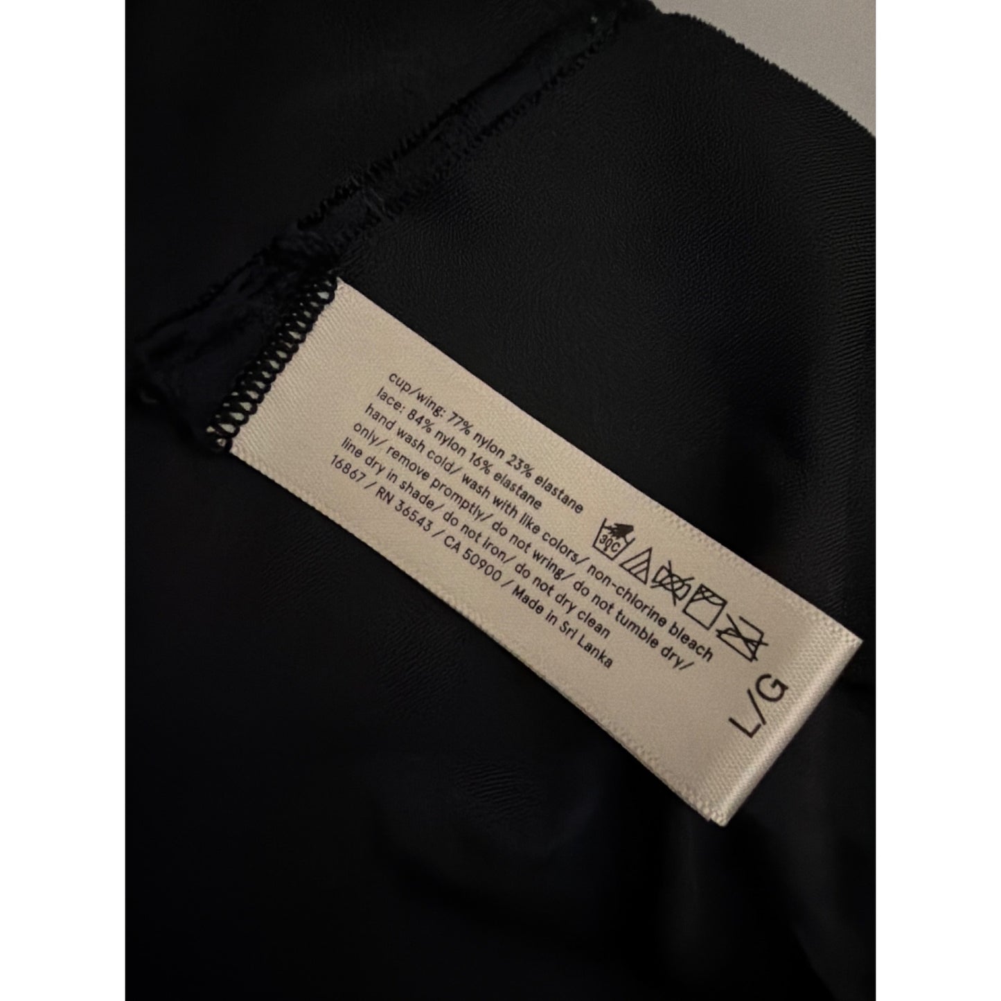 True & Co Body Triangle Lace Racerback Bra Black Size L