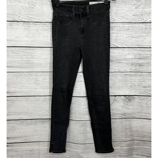 Rag & Bone Capri Jeans Black Denim 10 Inch Stretch, Size 24