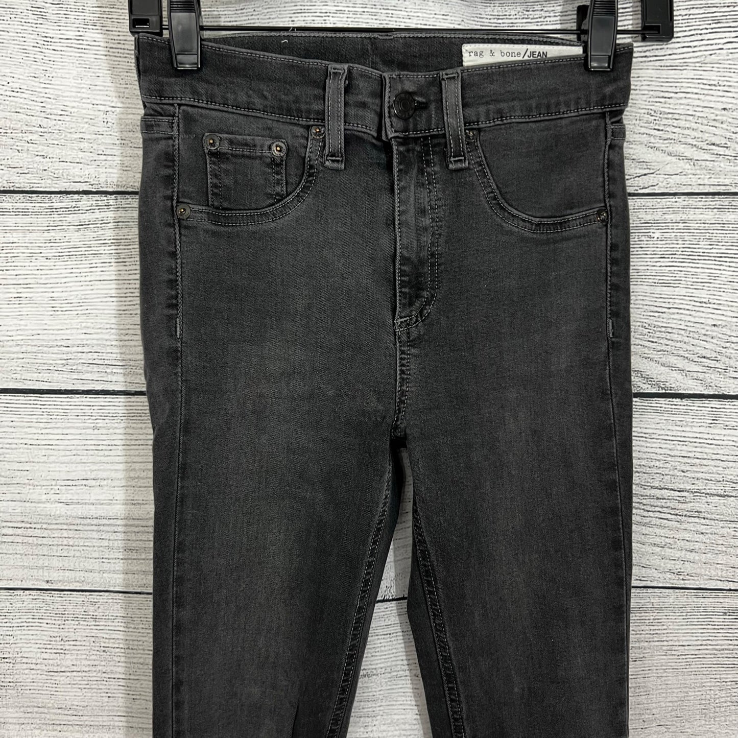 Rag & Bone Capri Jeans Black Denim 10 Inch Stretch, Size 24