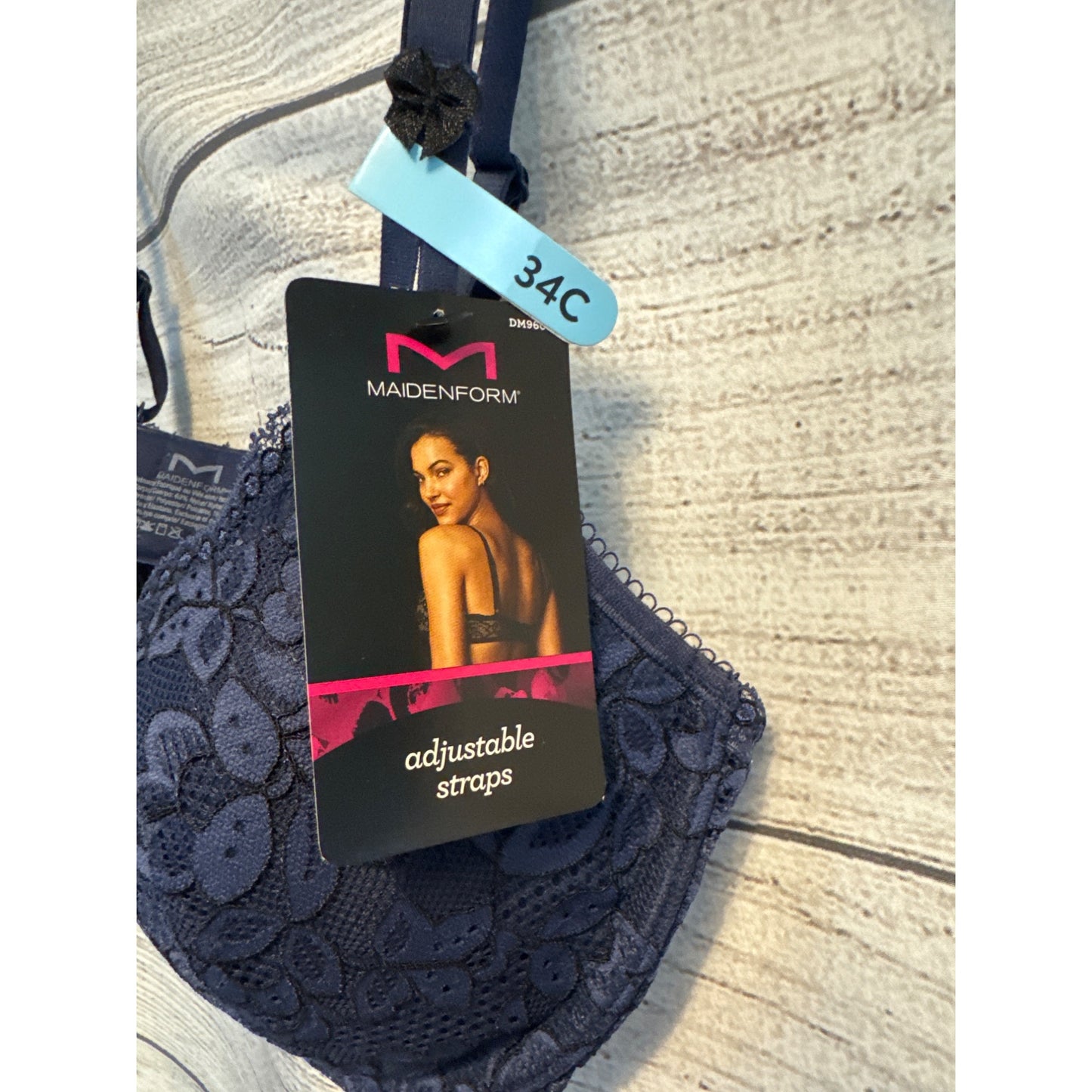 NWT Maidenform Navy Blue Lace Underwire Bra Size 34 C