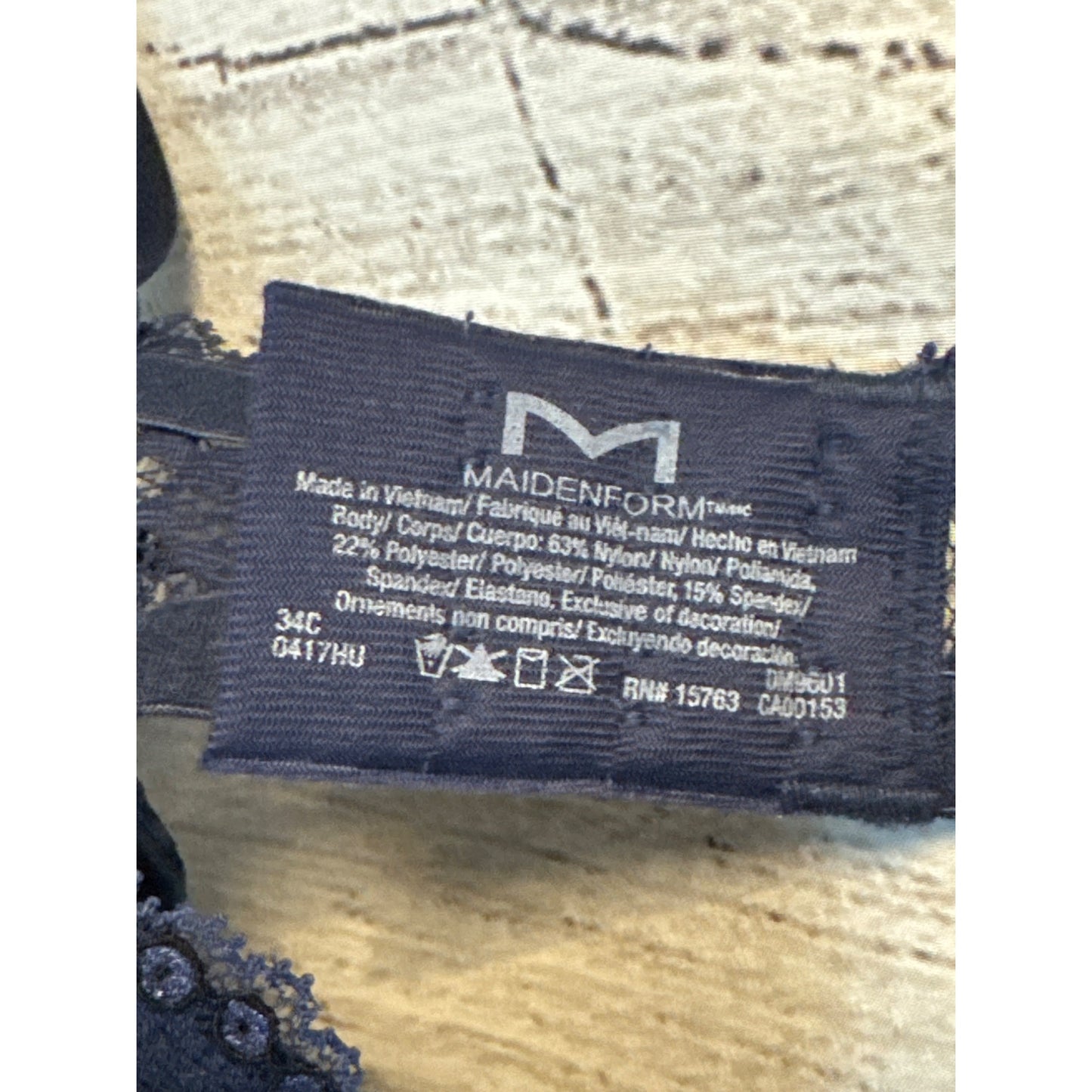 NWT Maidenform Navy Blue Lace Underwire Bra Size 34 C