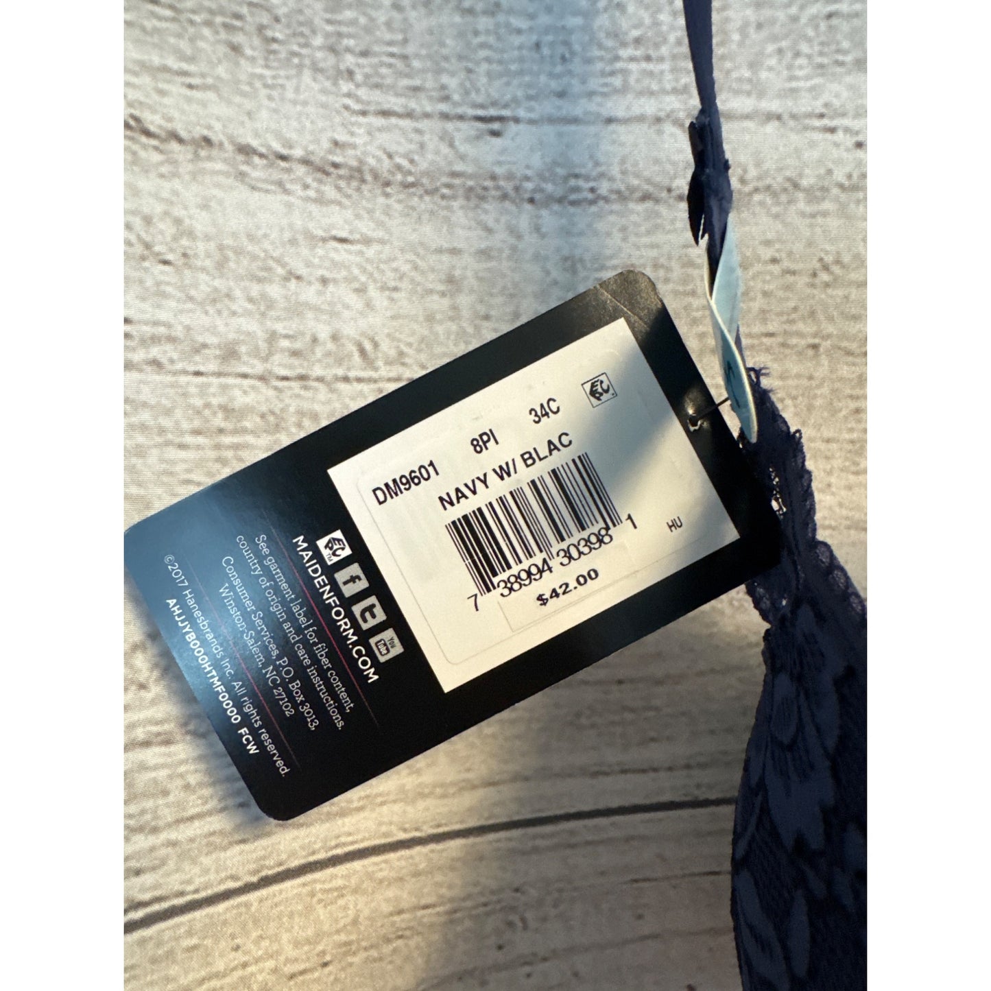 NWT Maidenform Navy Blue Lace Underwire Bra Size 34 C