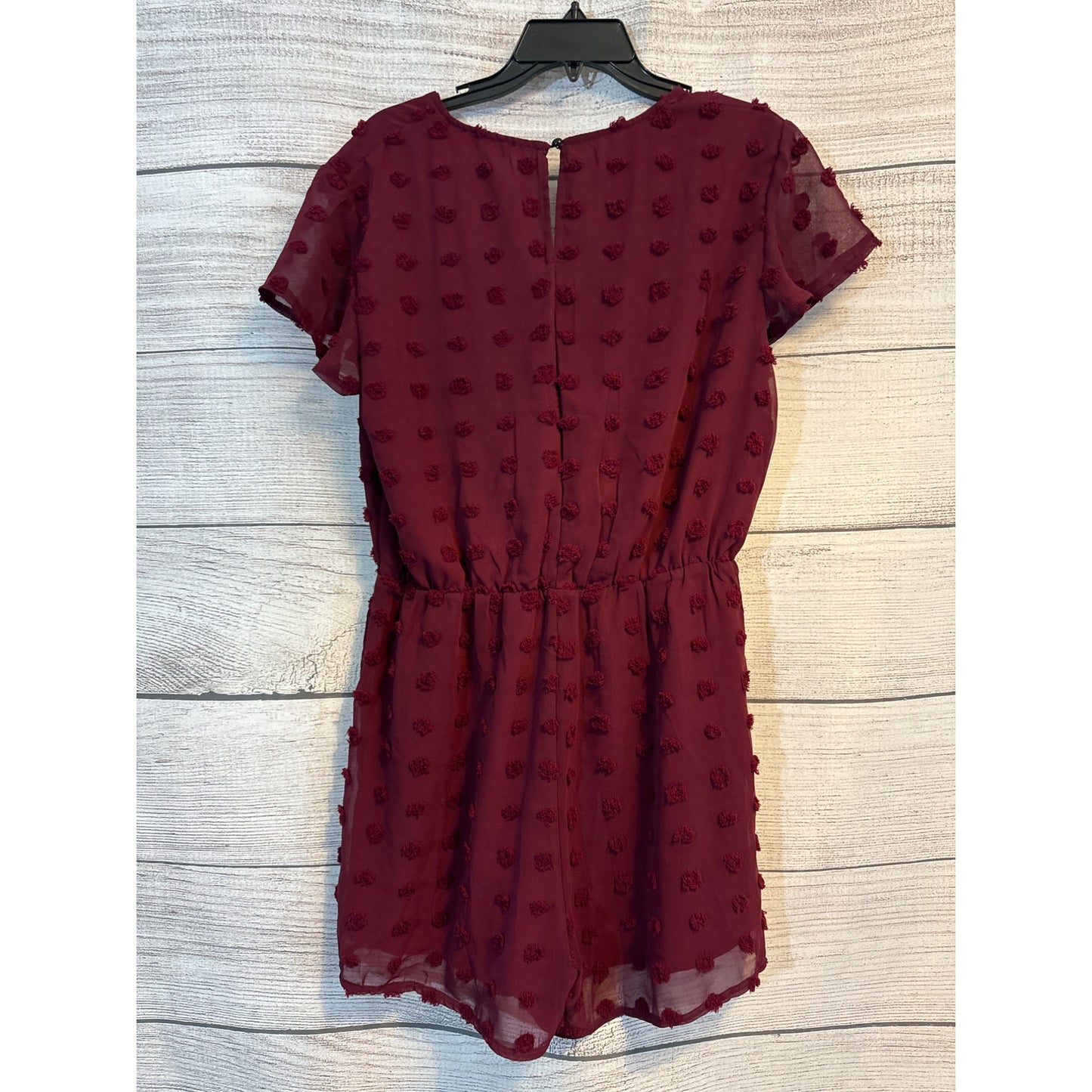 BTFBM Burgundy Polka Dot Short Sleeve Romper Size L