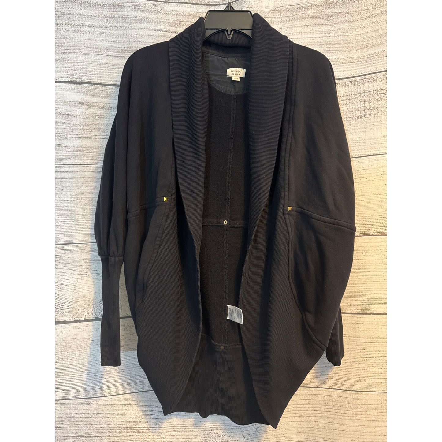 Aritizia Wilfred Black Cardigan With Pockets Ribbed Collar and Studs Size M