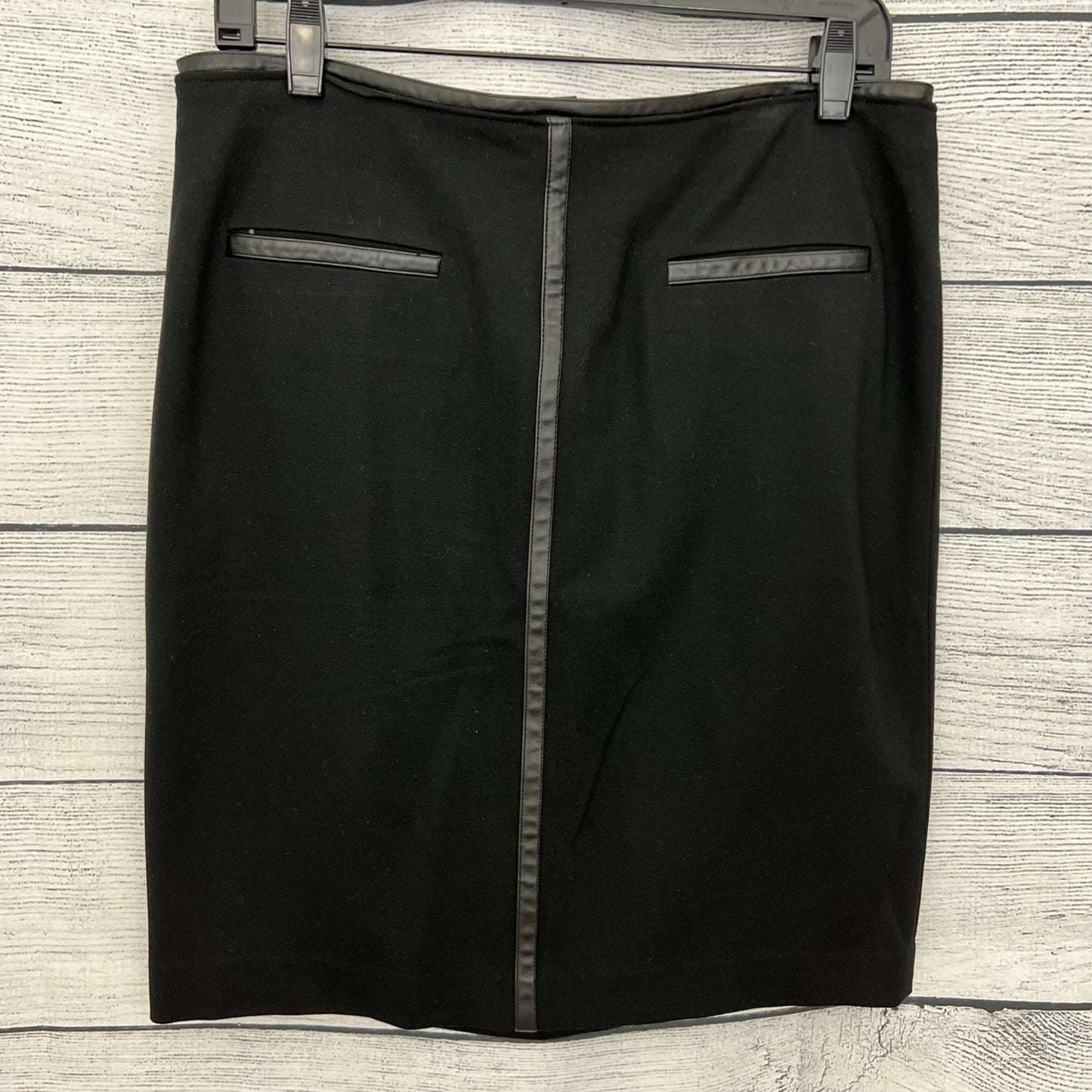 Vince Camuto Black Pencil Skirt With Faux Leather Trim Size 10