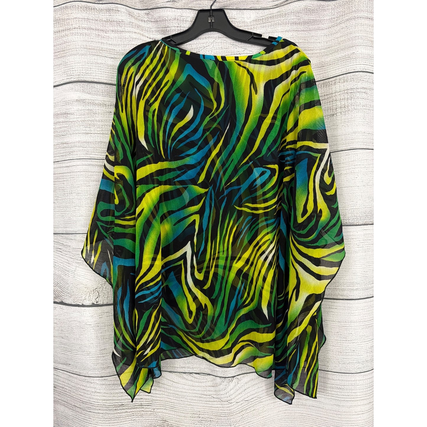 Caroline Rose Multicolor Zebra Print Sheer Tunic Blouse Top M