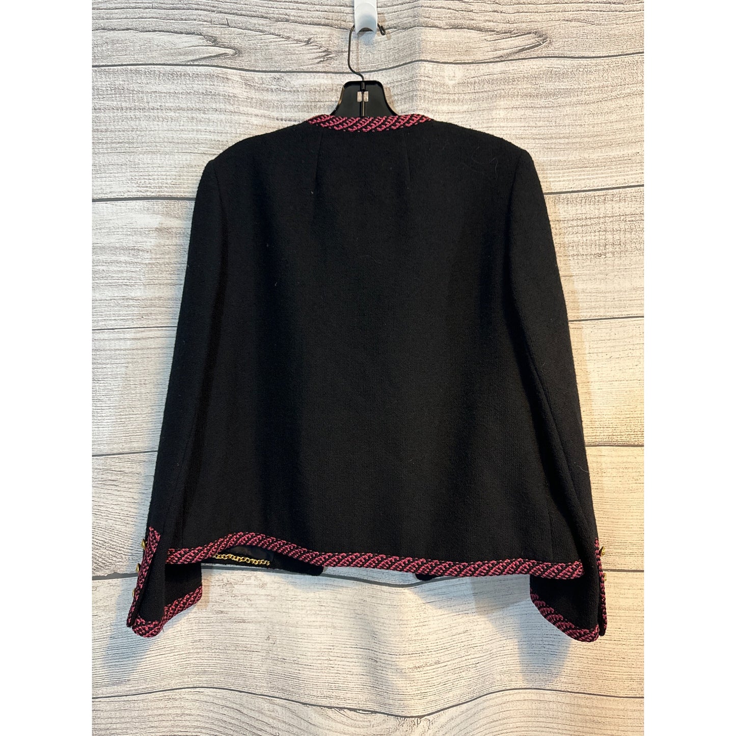 Vintage 1970's Abe Schrader Black & Pink Bouclé Jacket With Button Pockets Size