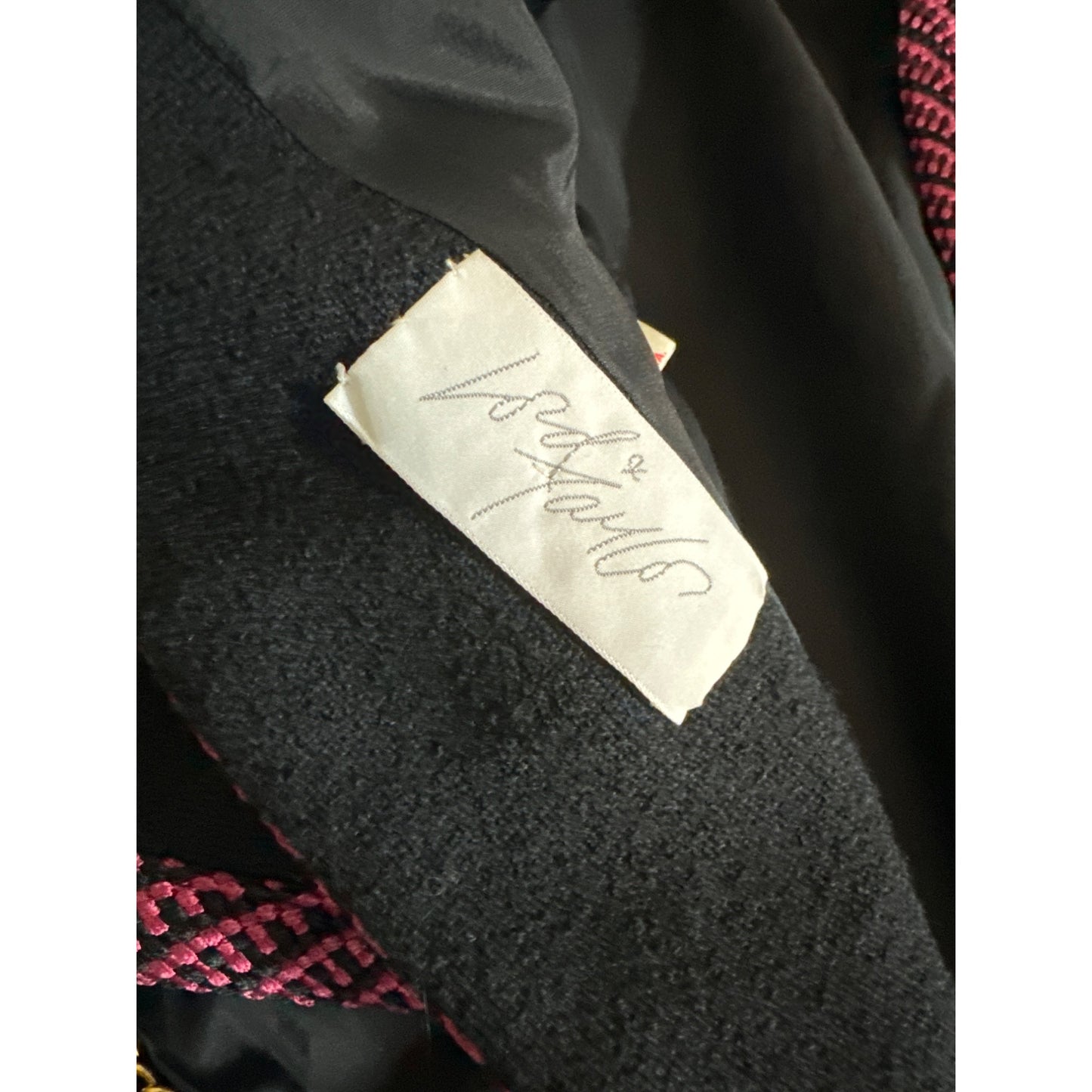 Vintage 1970's Abe Schrader Black & Pink Bouclé Jacket With Button Pockets Size