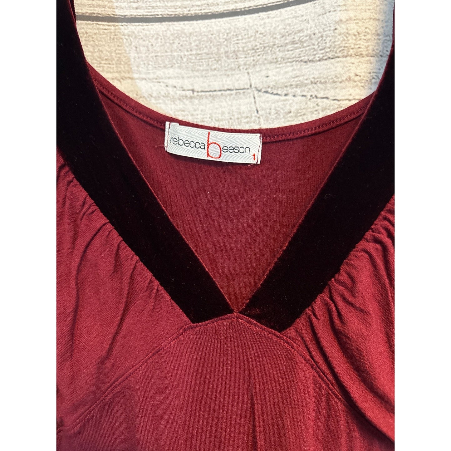 Rebecca Beeson Burgundy Tank With Velvet Straps Size 1