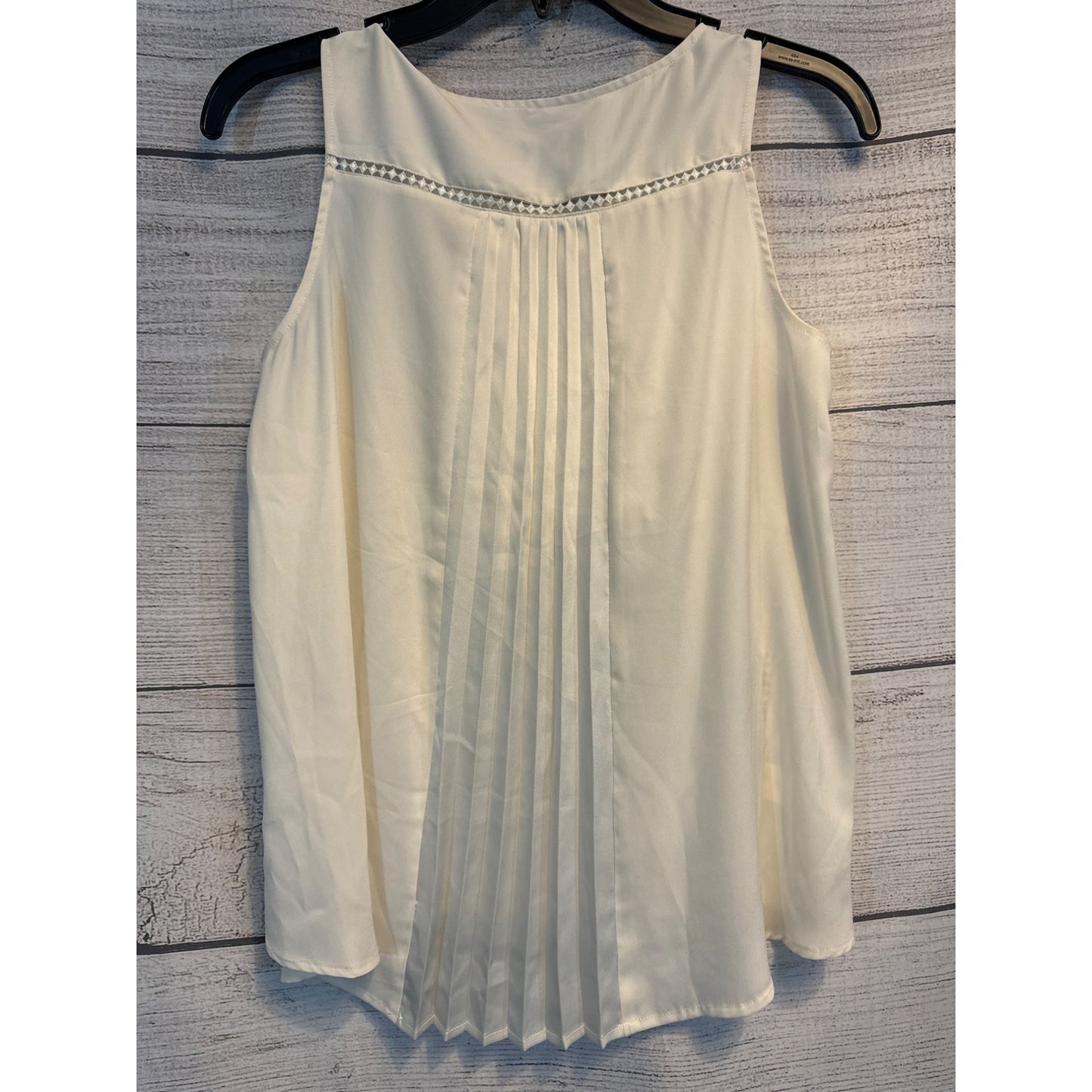 Ann Taylor Sleeveless Ivory Pleated Blouse XSP